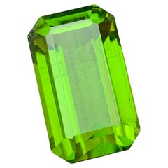 Rare Vivid Green Natural Peridot Ring Pendant Loose Gemstone 12.80Ct Emerald Cut