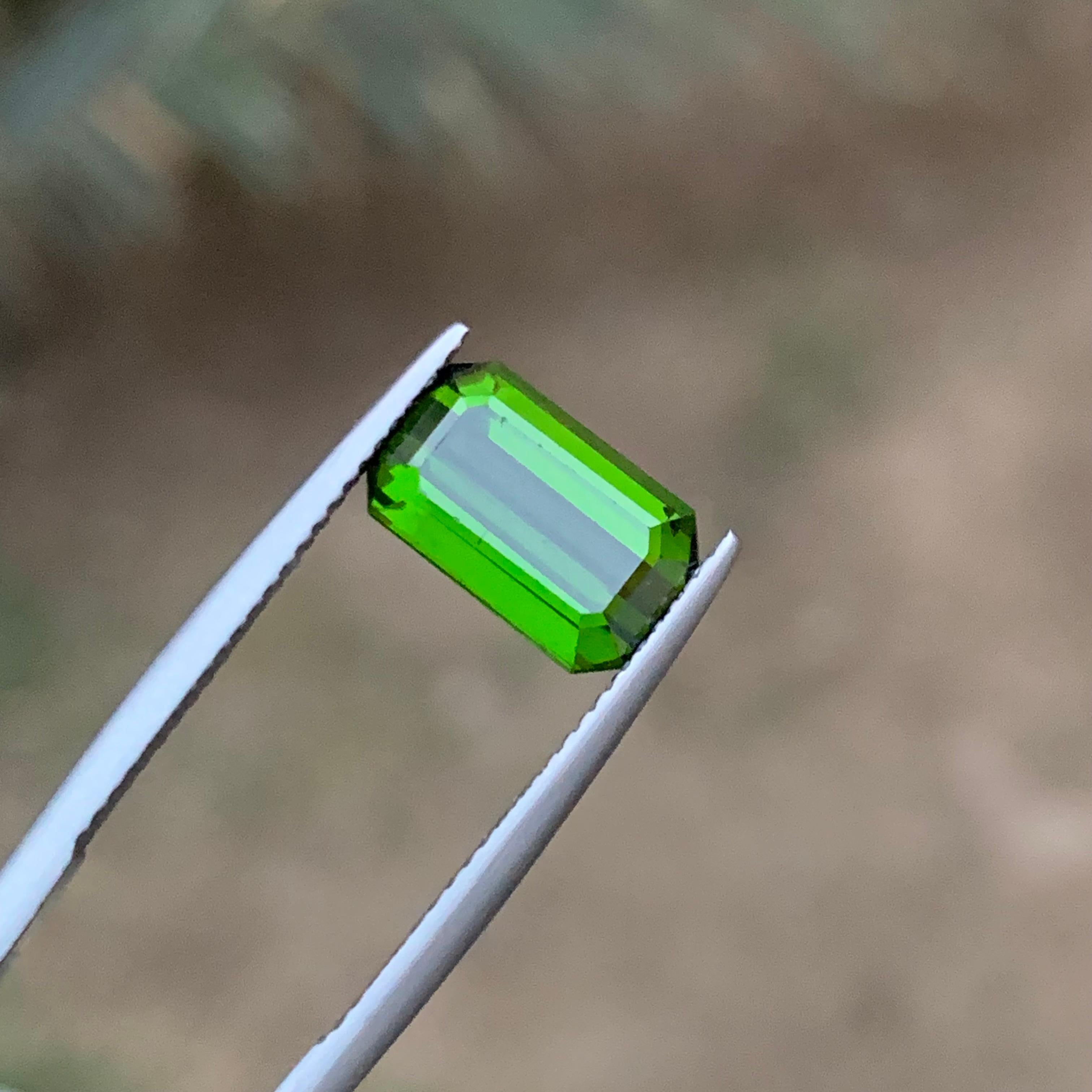 Contemporary Rare Vivid Green Tourmaline Gemstone, 3.35 Ct Emerald Cut for Ring/Necklace For Sale
