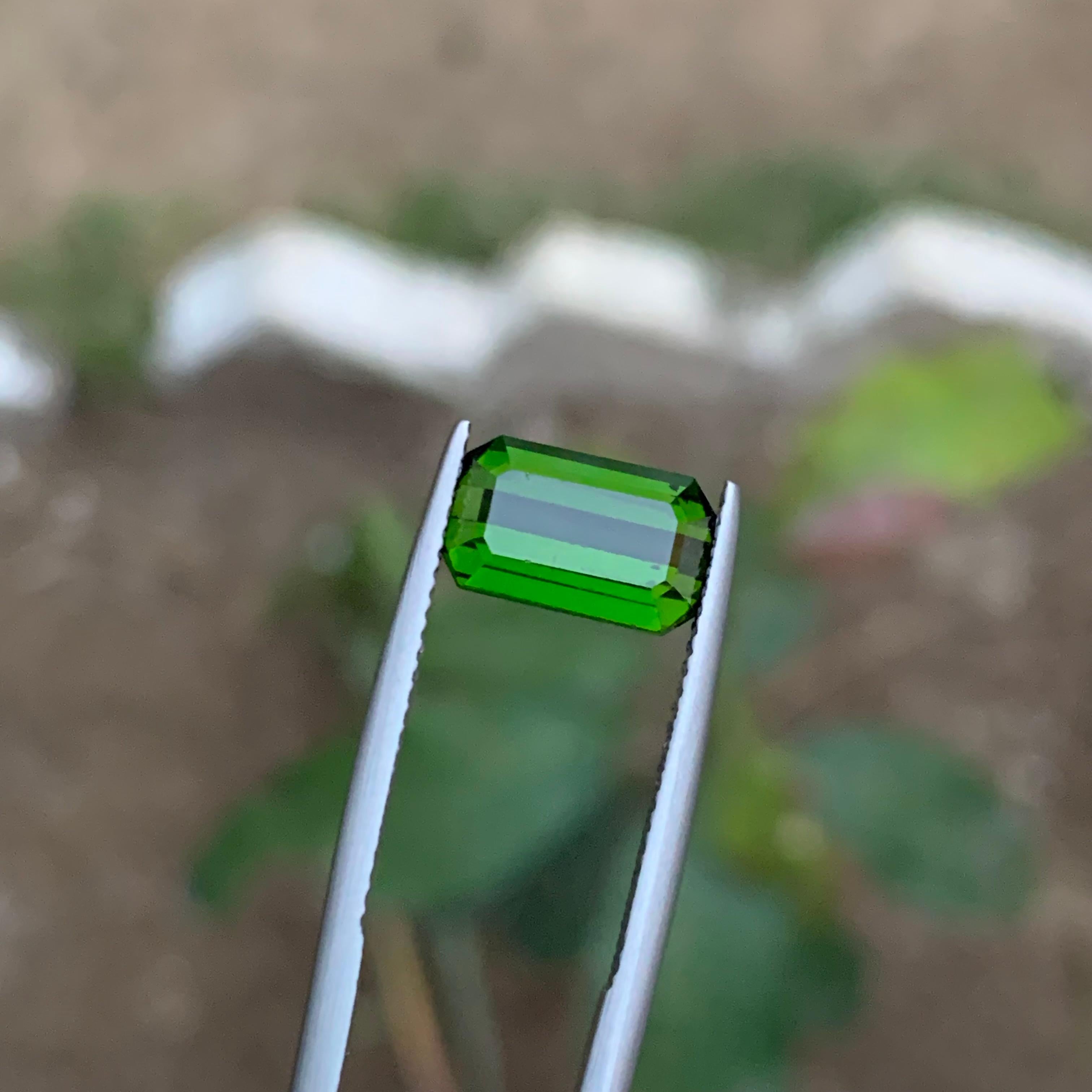 Rare Vivid Green Tourmaline Gemstone, 3.35 Ct Emerald Cut for Ring/Necklace For Sale 2
