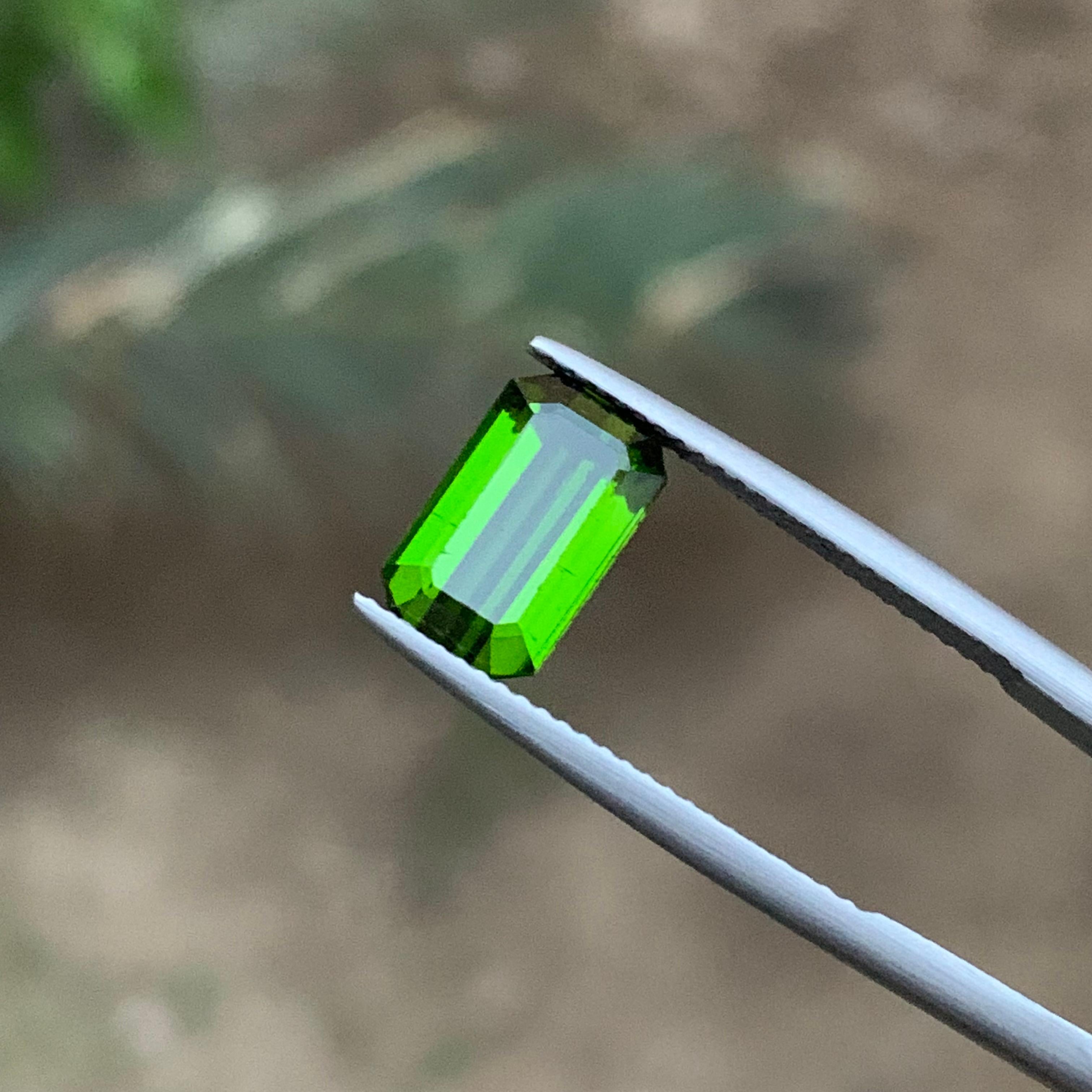 Rare Vivid Green Tourmaline Gemstone, 3.35 Ct Emerald Cut for Ring/Necklace For Sale 4