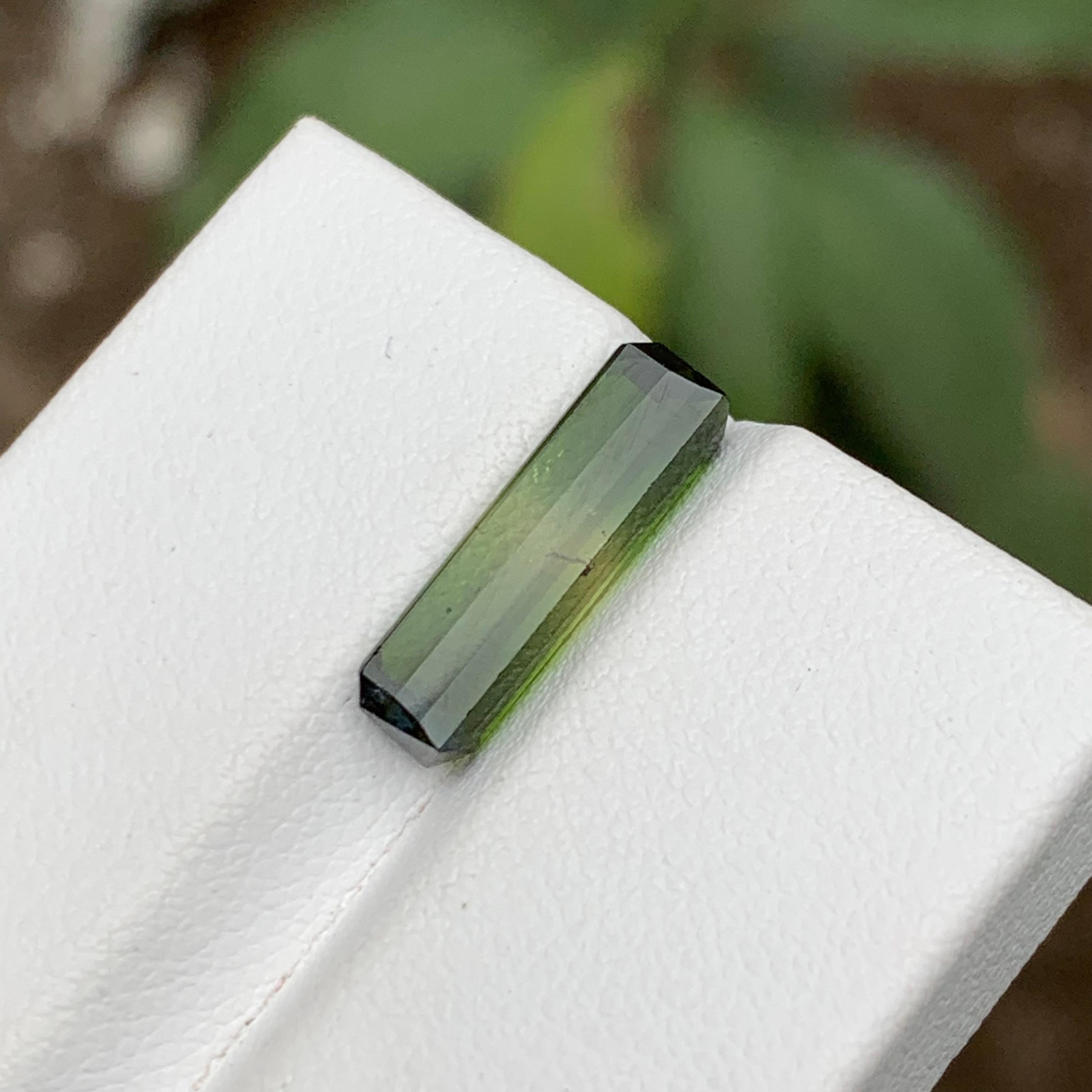 Women's or Men's Rare Vivid Green & Yellow Hue Bicolor Tourmaline Gemstone, 3.15 Ct Emerald Cut For Sale