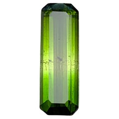 Rare Vivid Green & Yellow Hue Bicolor Tourmaline Gemstone, 3.15 Ct Emerald Cut