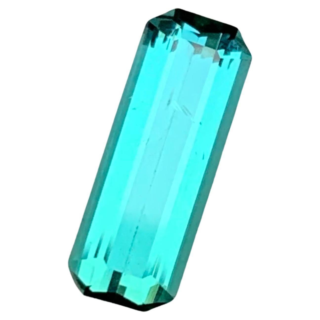 Rare Vivid Neon Bluish Green Hue Tourmaline Gemstone 1.75Ct Emerald Cut for Ring