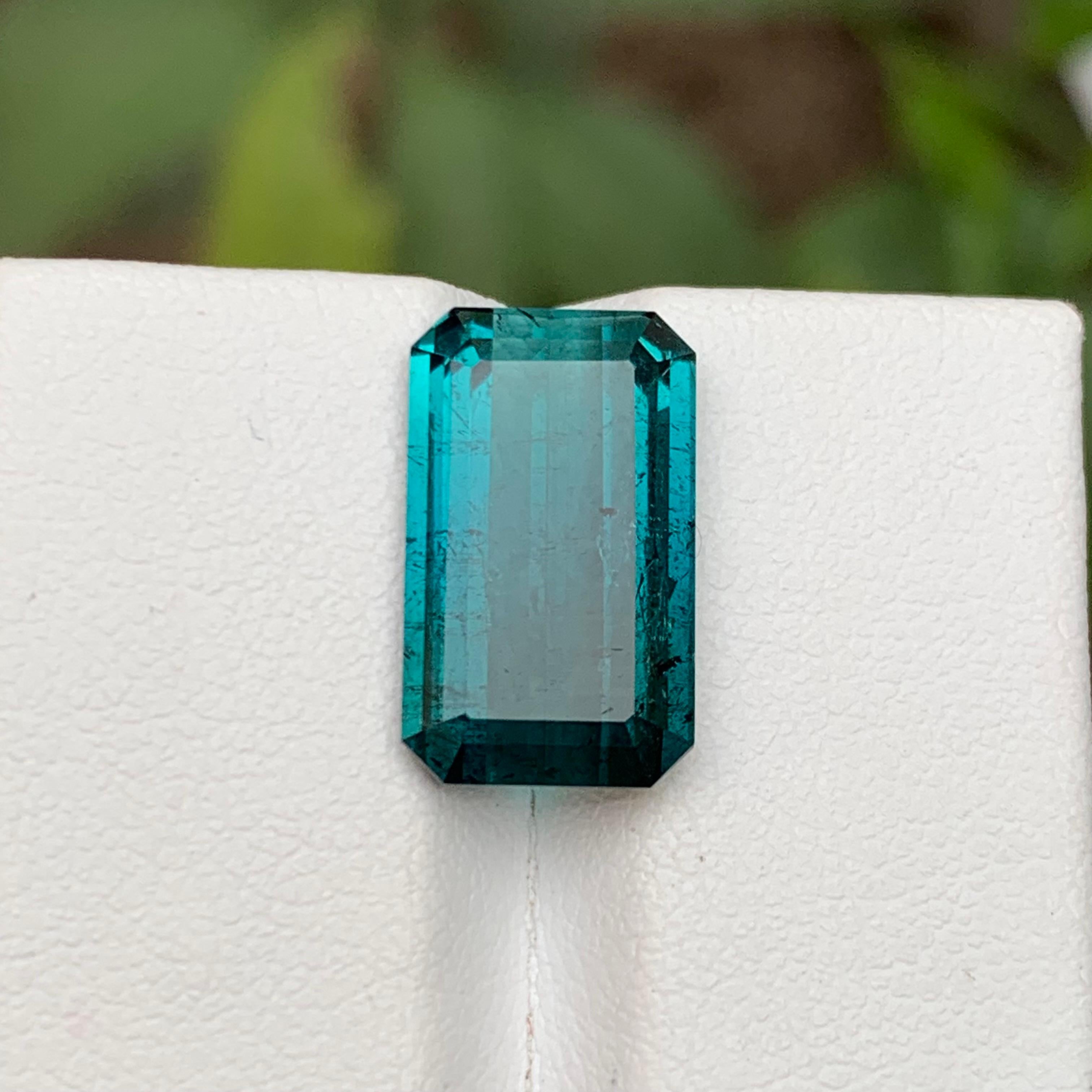 Rare Vivid Neon Blue Tourmaline Gemstone, 6.60 Ct Emerald Cut for Pendant/Ring For Sale 6