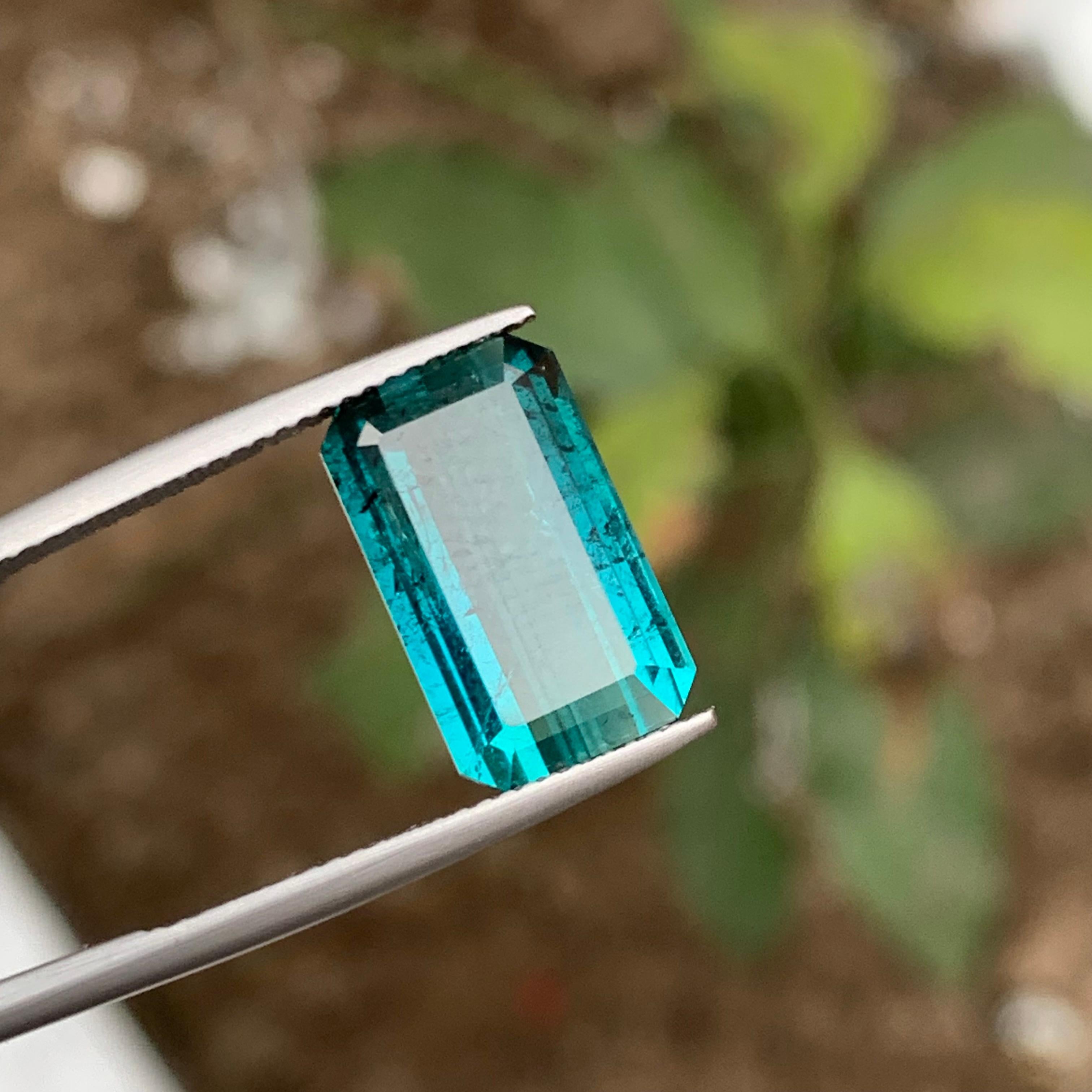 Rare Vivid Neon Blue Tourmaline Gemstone, 6.60 Ct Emerald Cut for Pendant/Ring For Sale 7