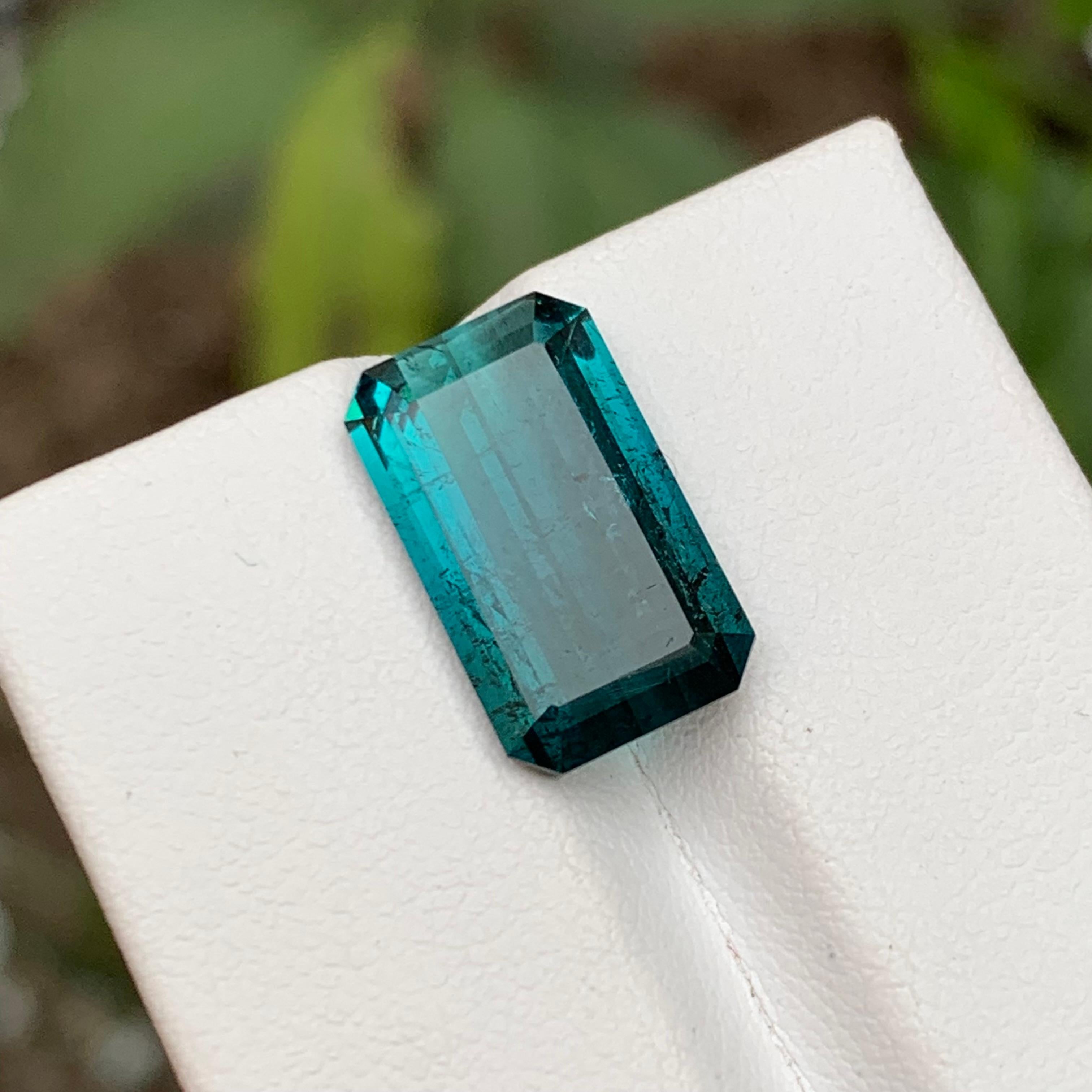 Rare Vivid Neon Blue Tourmaline Gemstone, 6.60 Ct Emerald Cut for Pendant/Ring For Sale 8