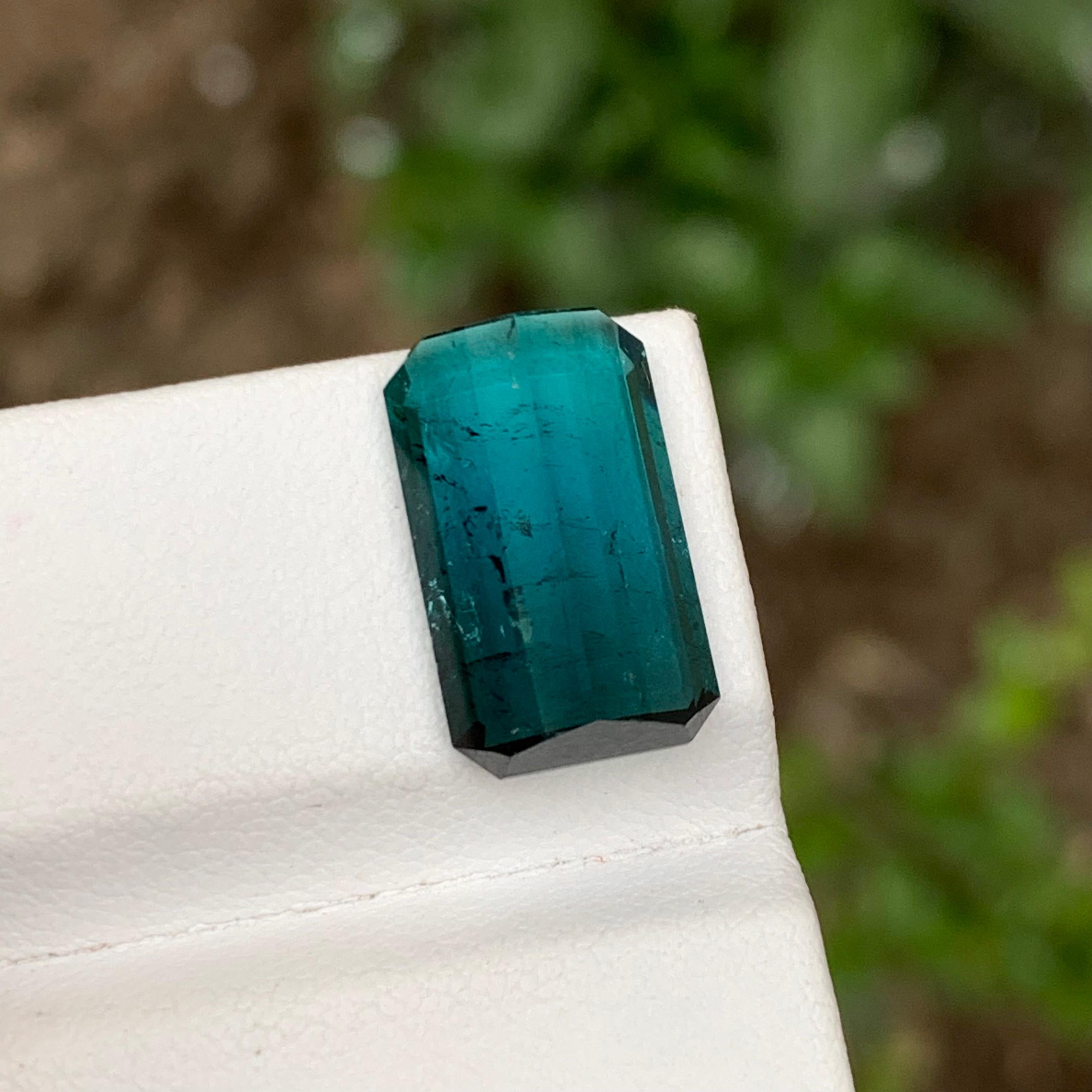 Rare Vivid Neon Blue Tourmaline Gemstone, 6.60 Ct Emerald Cut for Pendant/Ring For Sale 1