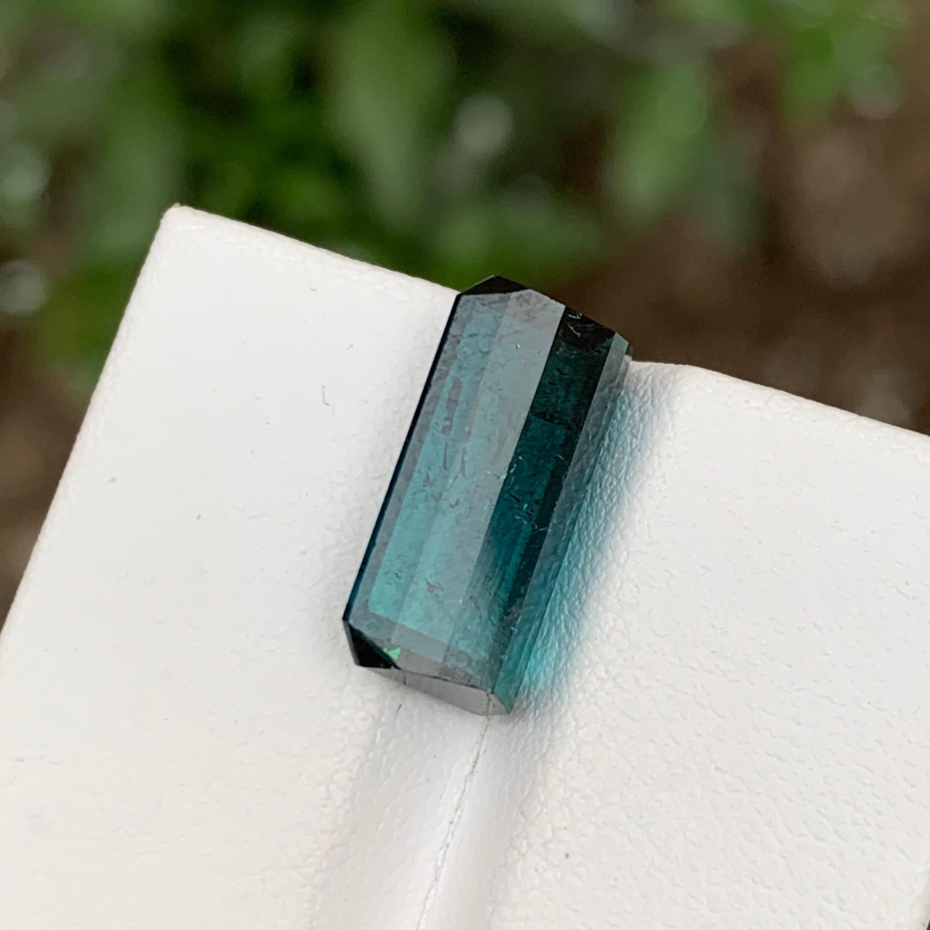 Rare Vivid Neon Blue Tourmaline Gemstone, 6.60 Ct Emerald Cut for Pendant/Ring For Sale 4
