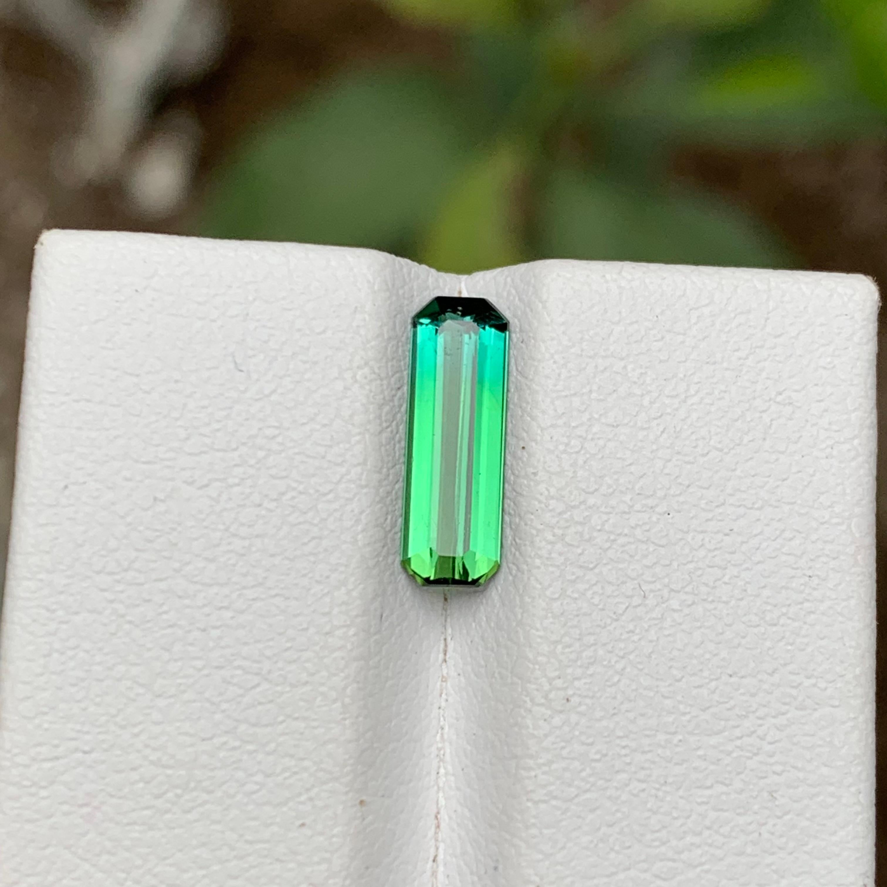Rare Vivid Neon Green & Light Neon Blue Bicolor Tourmaline Gemstone, 1.5 Ct-Ring For Sale 2
