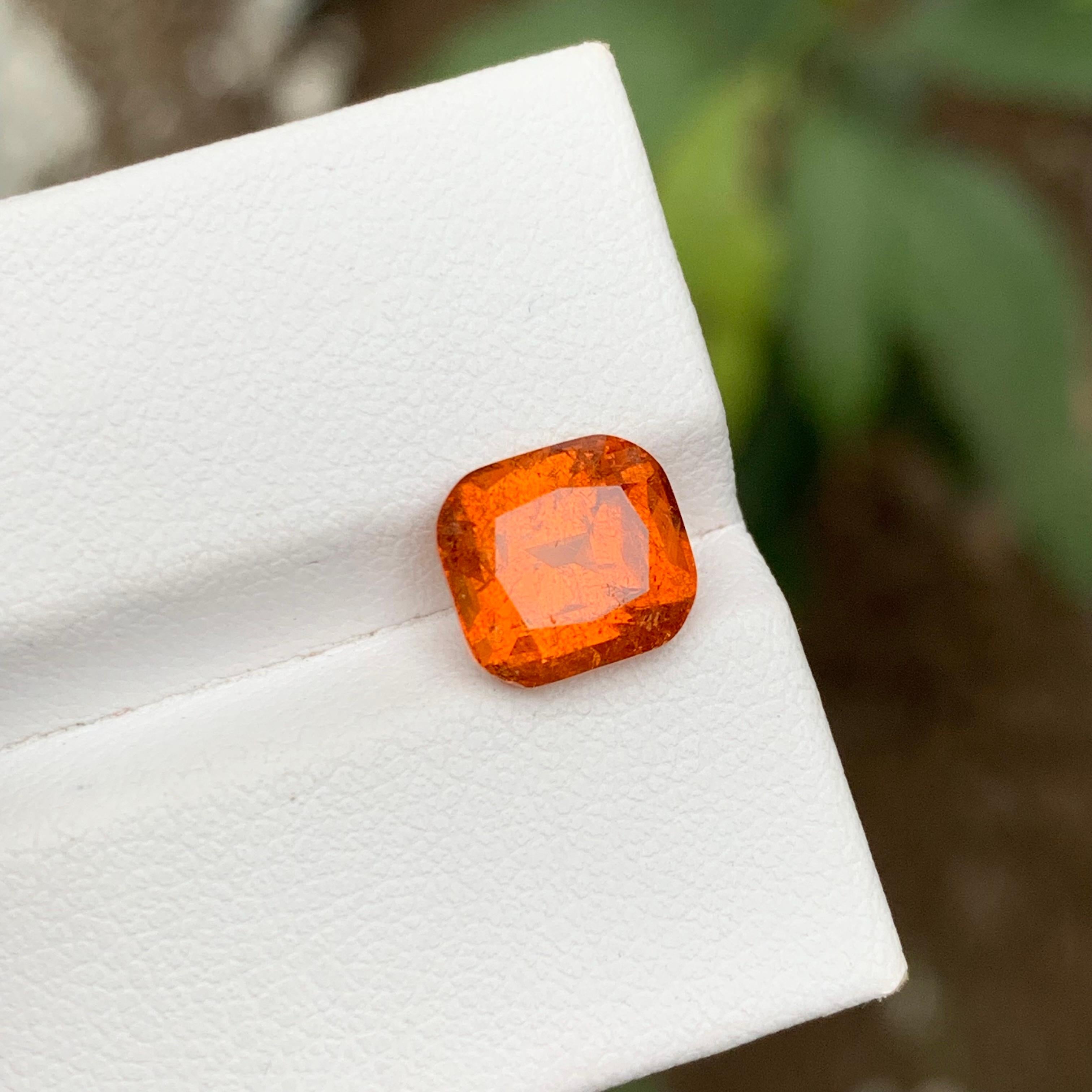 Rare Vivid Orange Natural Mandarin/Spessartine Garnet Gemstone, 3.60 Ct Cushion  For Sale 2