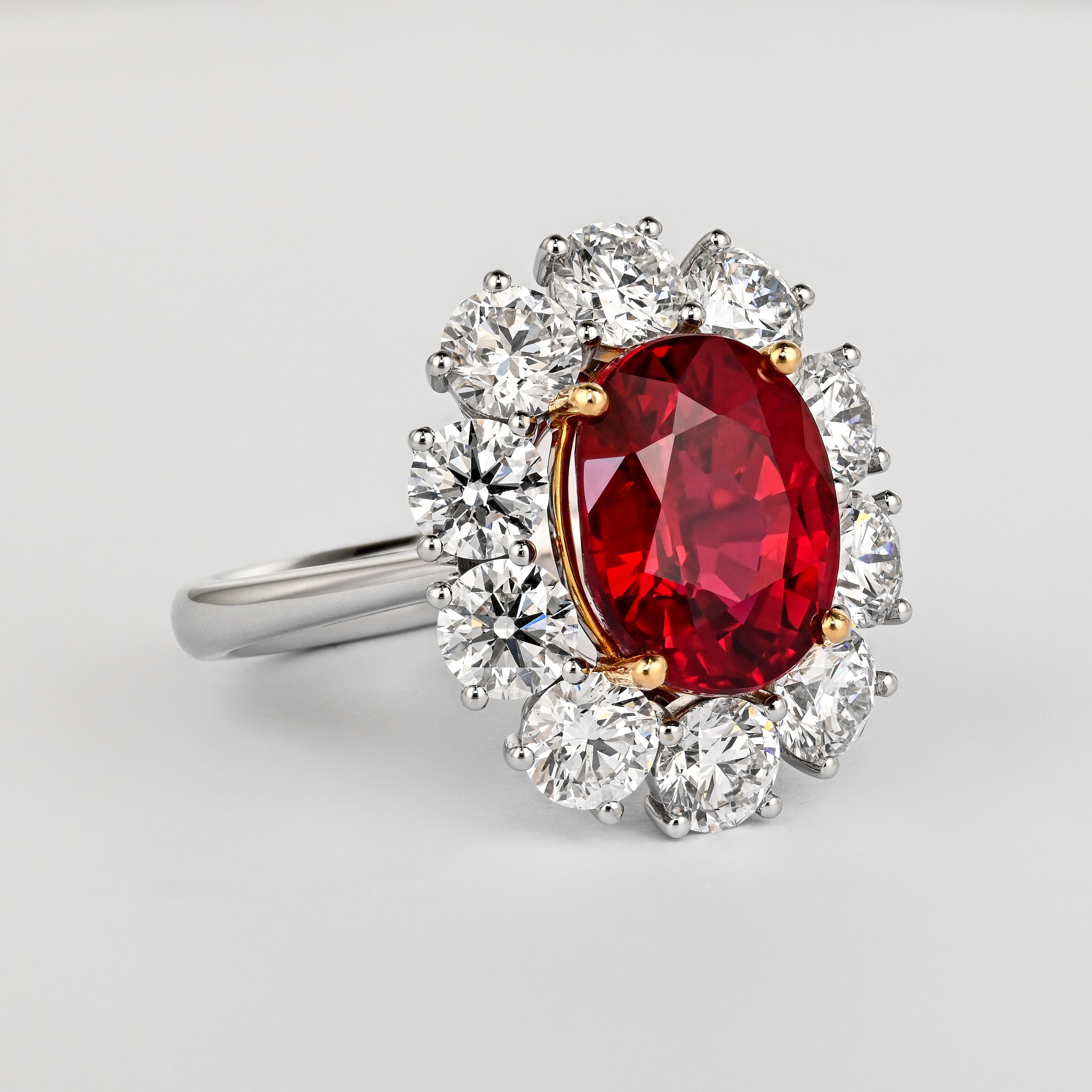 GRS certified 5.81 carat vivid red oval cut natural ruby from Siam (Thailand). This ruby exemplifies the level of rarity and beauty we reserve for our most discerning clients.

This ruby is an investment-grade gemstone, exhibiting an ideal balance