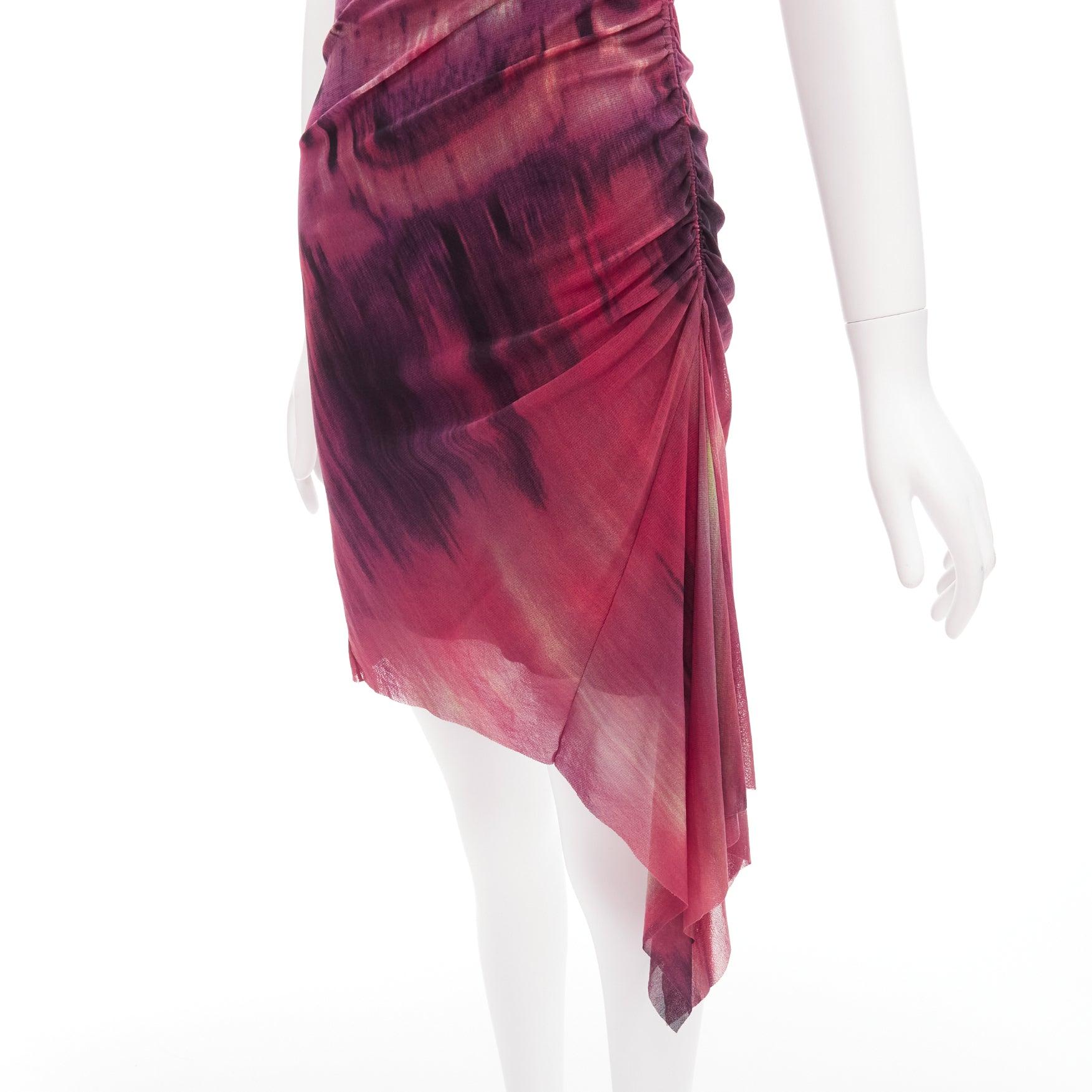 rare VIVIENNE TAM purple Chinese print asymmetric drape qipao dress US0 XS 2