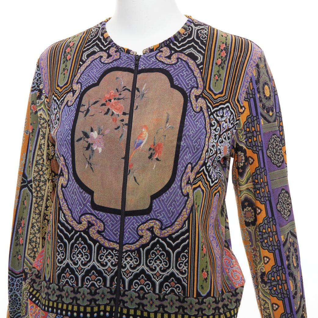 rara chaqueta bomber con estampado de pájaros dragón Dinastía chinoiserie morada VIVIENNE TAM en venta 3