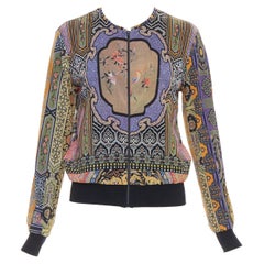 Used rare VIVIENNE TAM purple Dynasty chinoiserie dragon birds print bomber jacket