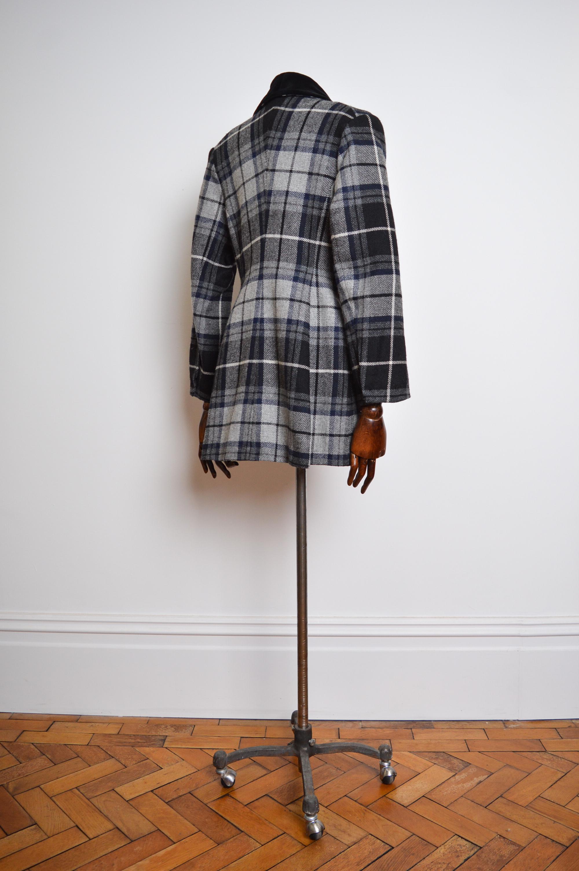 Rare Vivienne Westwood 3 Suisses AW 1995/ 1996 Collab Checked Tartan Wool Coat  For Sale 6