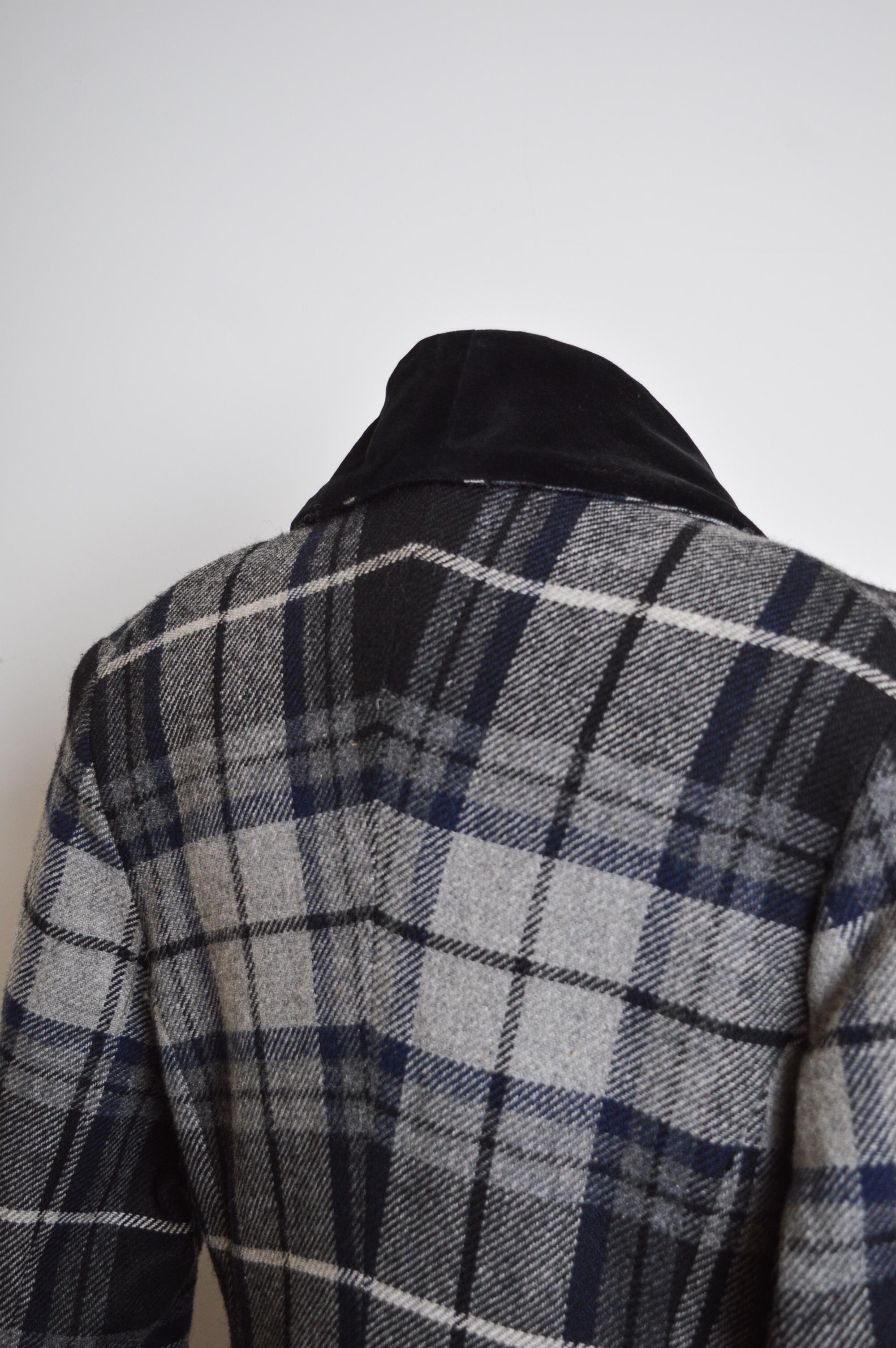 Rare Vivienne Westwood 3 Suisses AW 1995/ 1996 Collab Checked Tartan Wool Coat  For Sale 1