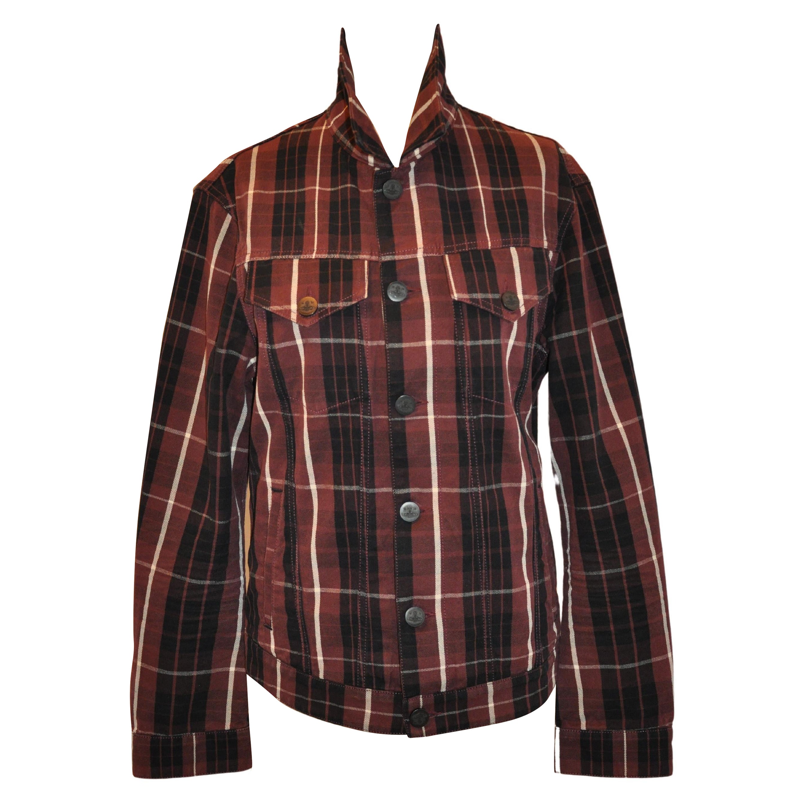 Rara Vivienne Westwood Chaqueta con botones de cuadros de algodón marrón, negro y crema