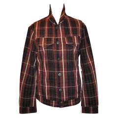 Vivienne Westwood - Rare veste à boutons en coton à carreaux marron cocon, noir et crème