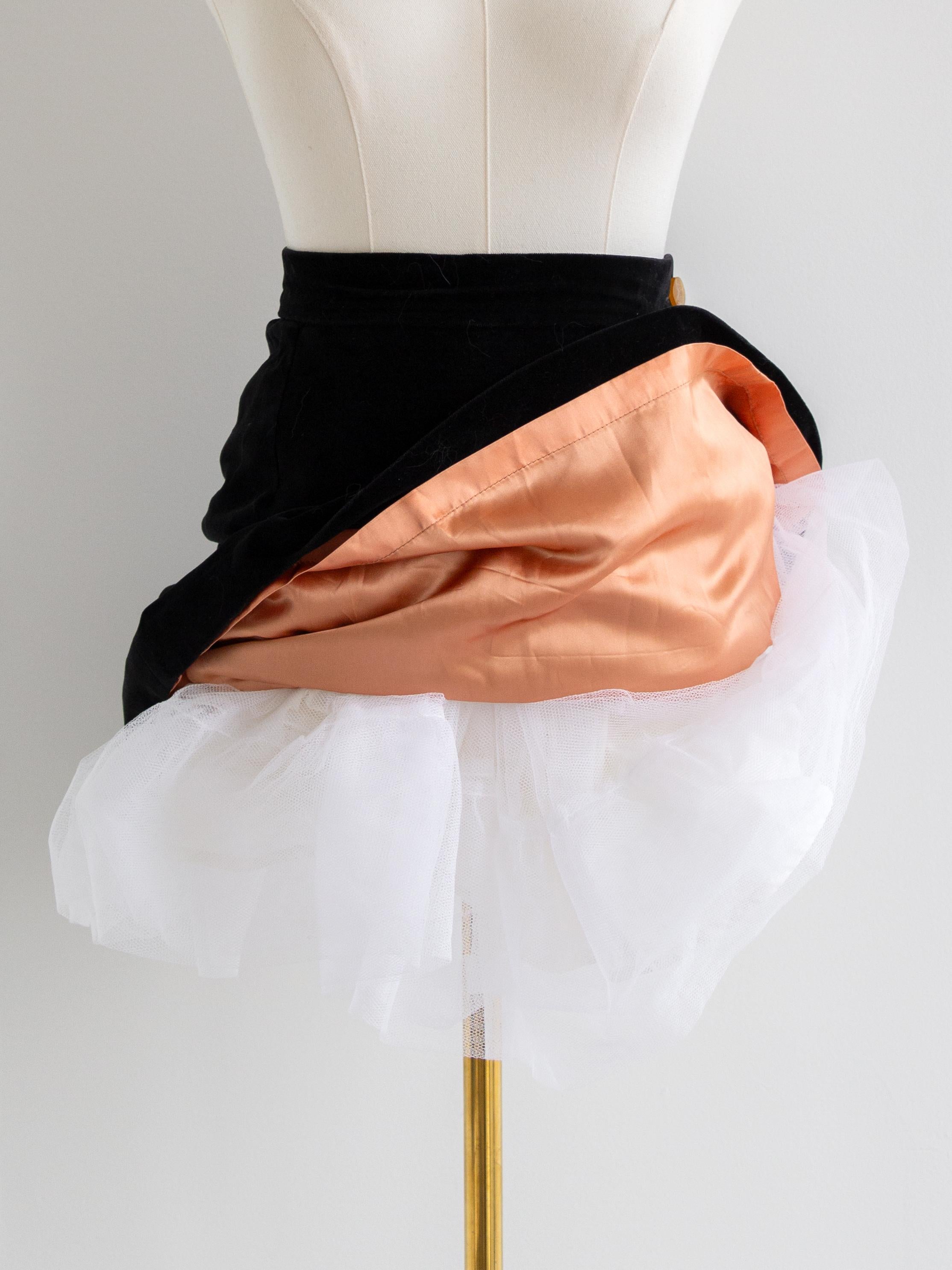 Rare Vivienne Westwood Vintage 90s Black Velvet White Tulle Bustle Mini Skirt 4