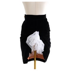 Rare Vivienne Westwood Vintage 90s Black Velvet White Tulle Bustle Mini Skirt
