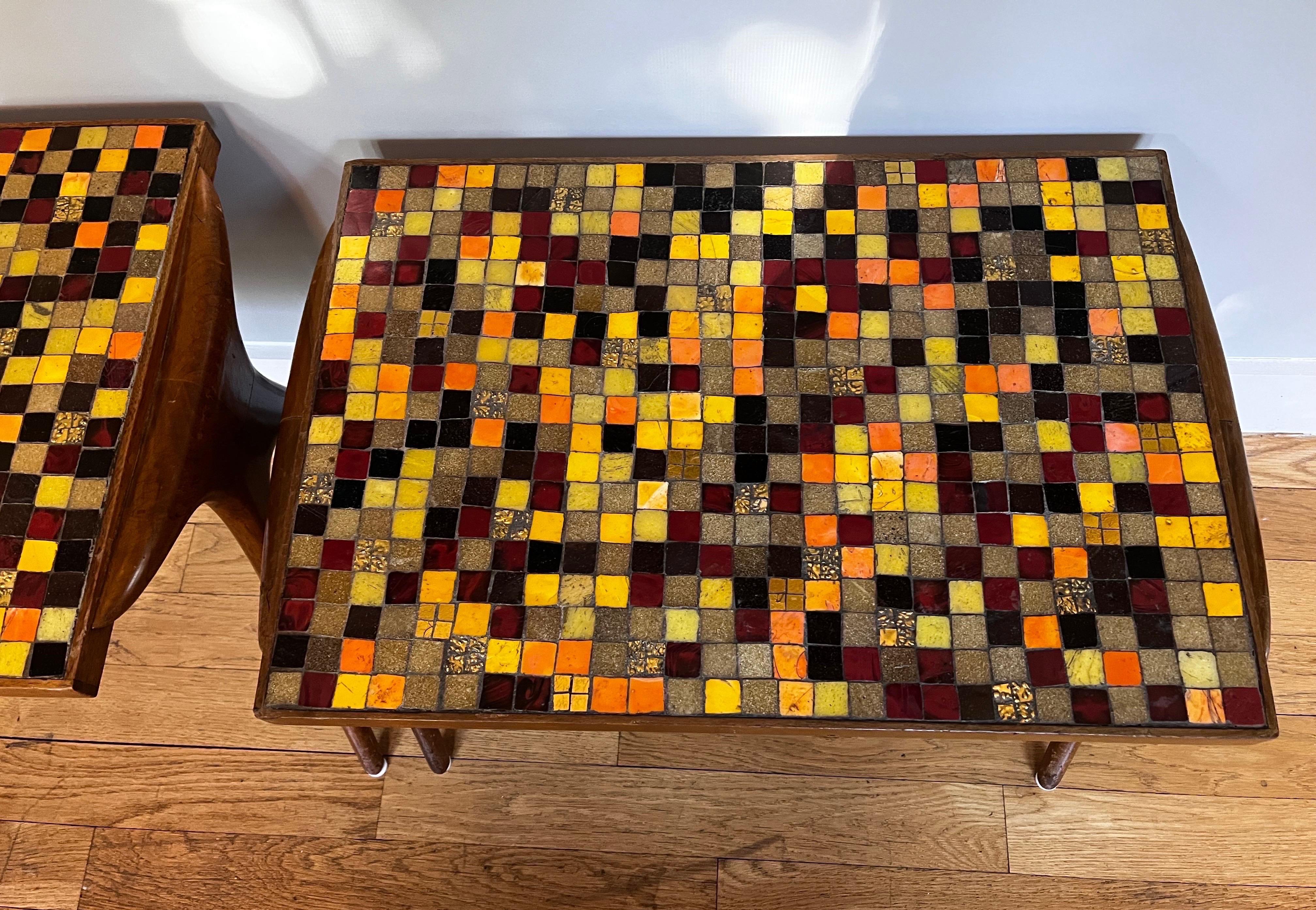 Rare table gigogne en mosaïque de Vladimir Kagan pour Kagan-Dreyfuss, vers 1955 en vente 5