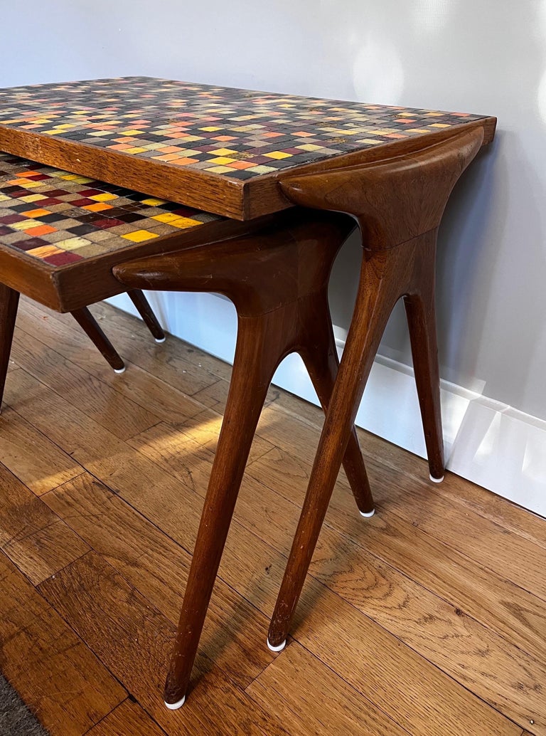 Rare Vladimir Kagan Mosaic Nesting Tables for KaganDreyfuss, circa