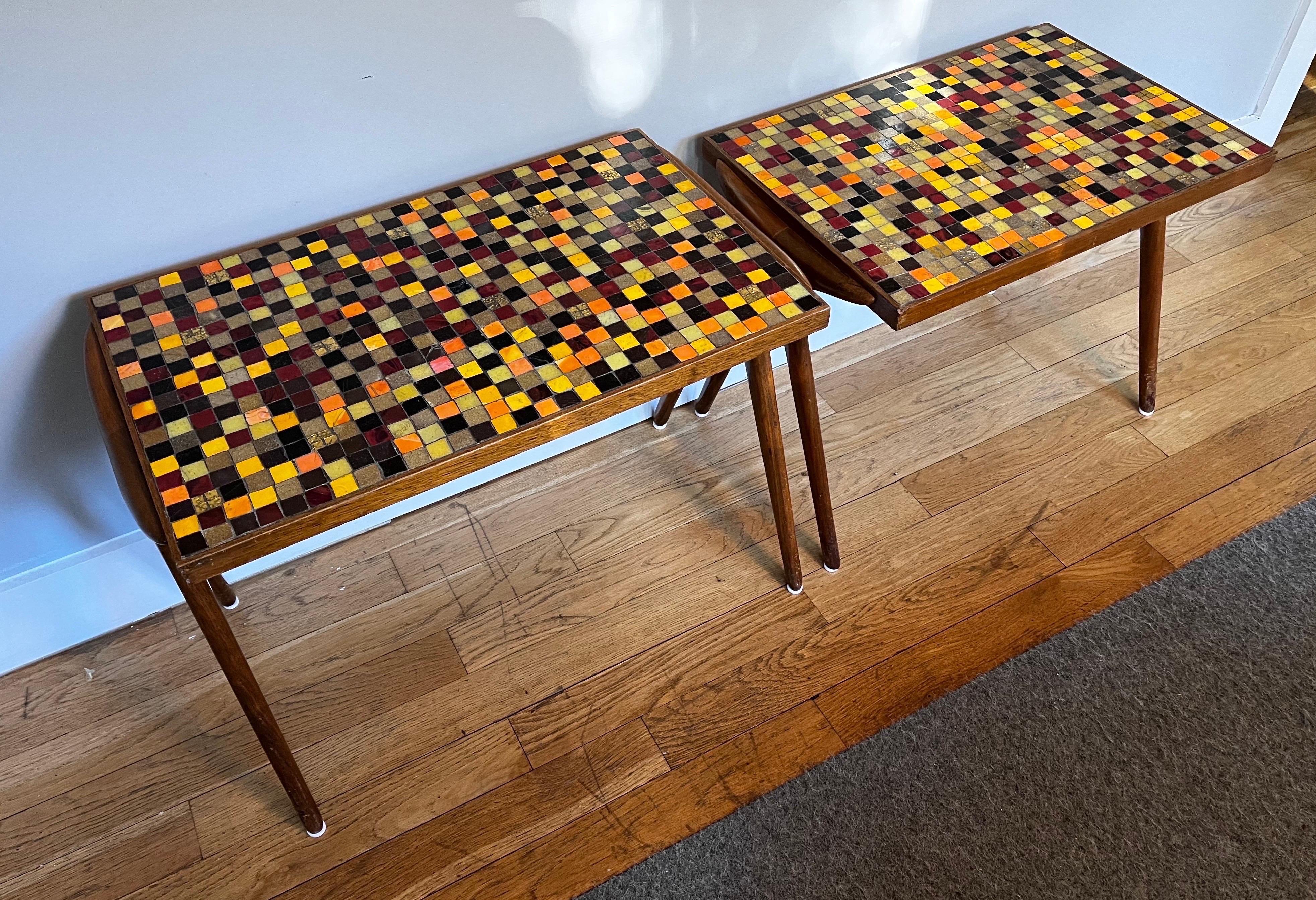 Rare table gigogne en mosaïque de Vladimir Kagan pour Kagan-Dreyfuss, vers 1955 en vente 1