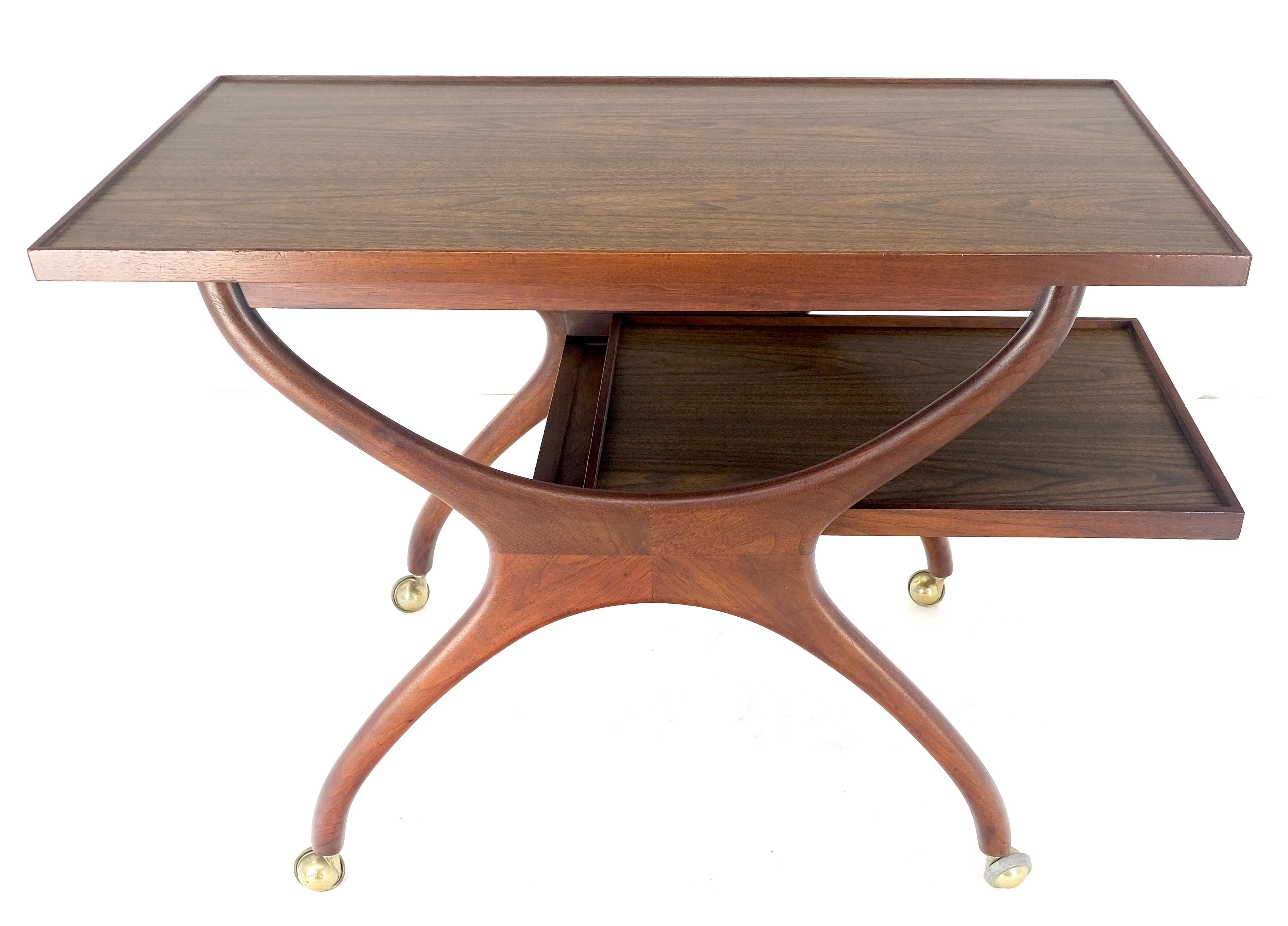 Rare Vladimir Kagan Solid Walnut Laminate Top Rolling Serving Tea Cart Bar MINT! For Sale 5