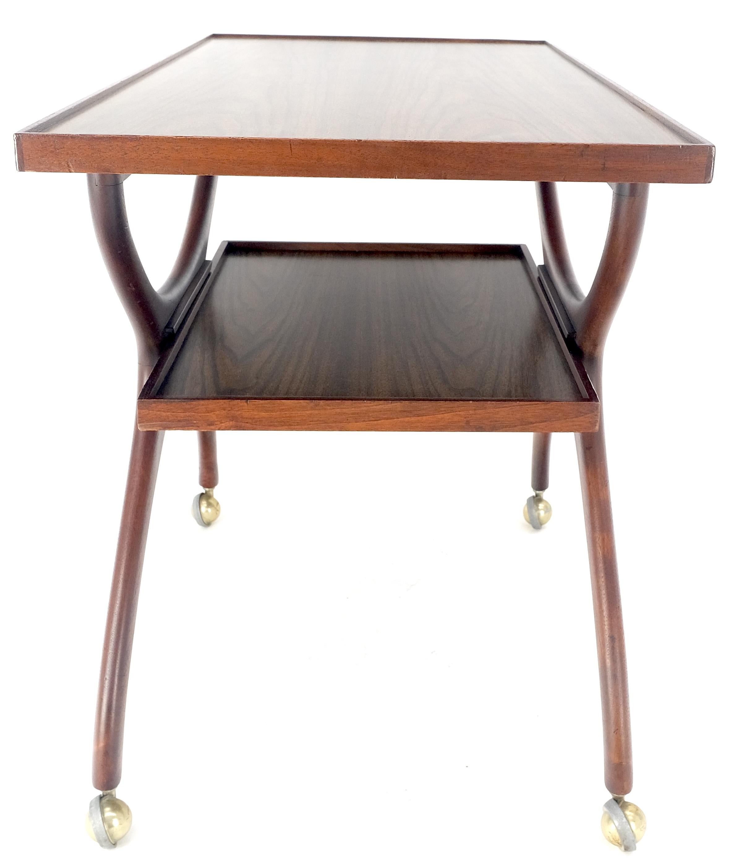 Rare Vladimir Kagan Solid Walnut Laminate Top Rolling Serving Tea Cart Bar MINT! For Sale 6