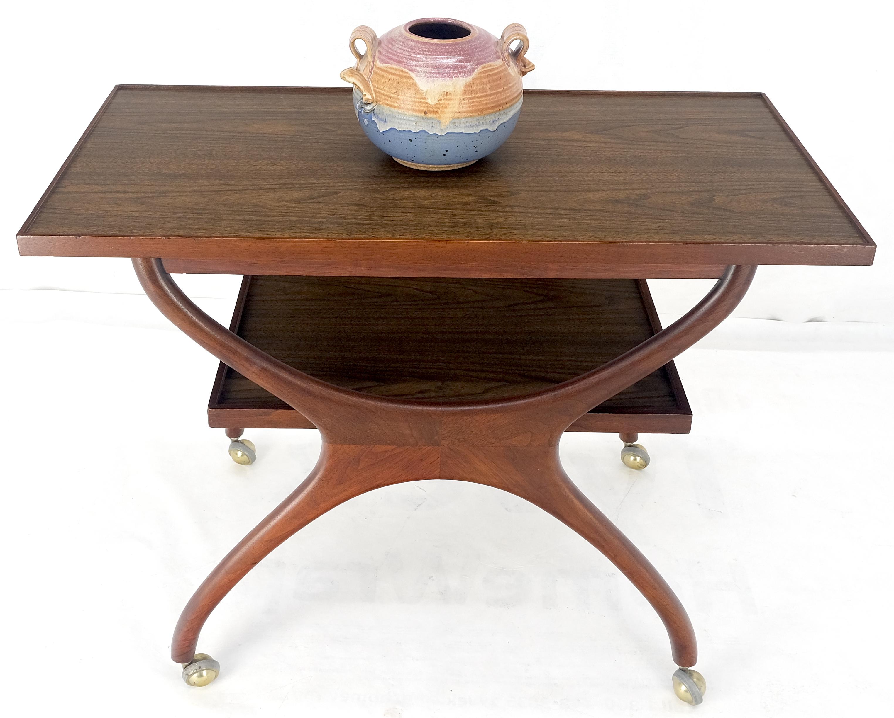 Rare Vladimir Kagan Solid Walnut Laminate Top Rolling Serving Tea Cart Bar MINT! For Sale 8