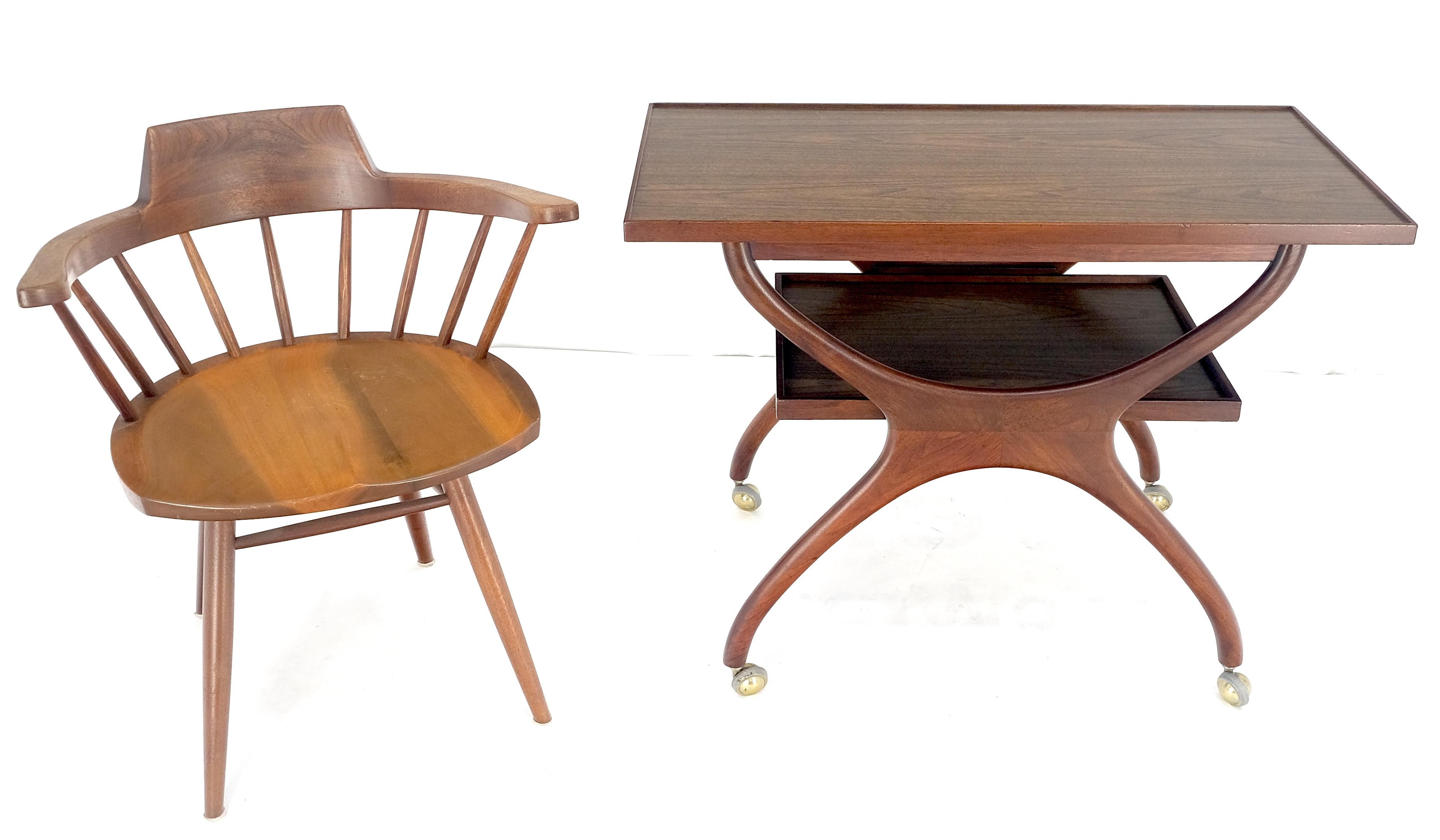 Rare Vladimir Kagan Solid Walnut Laminate Top Rolling Serving Tea Cart Bar MINT! For Sale 9