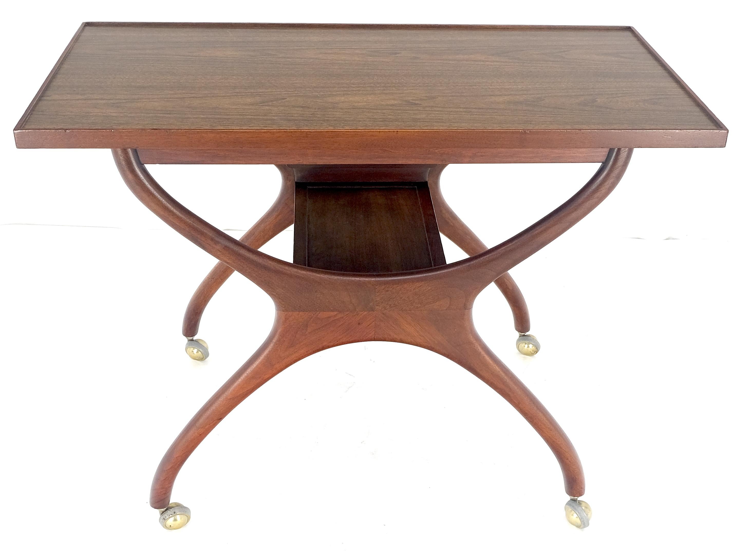 Rare Vladimir Kagan Solid Walnut Laminate Top Rolling Serving Tea Cart Bar MINT! For Sale 10