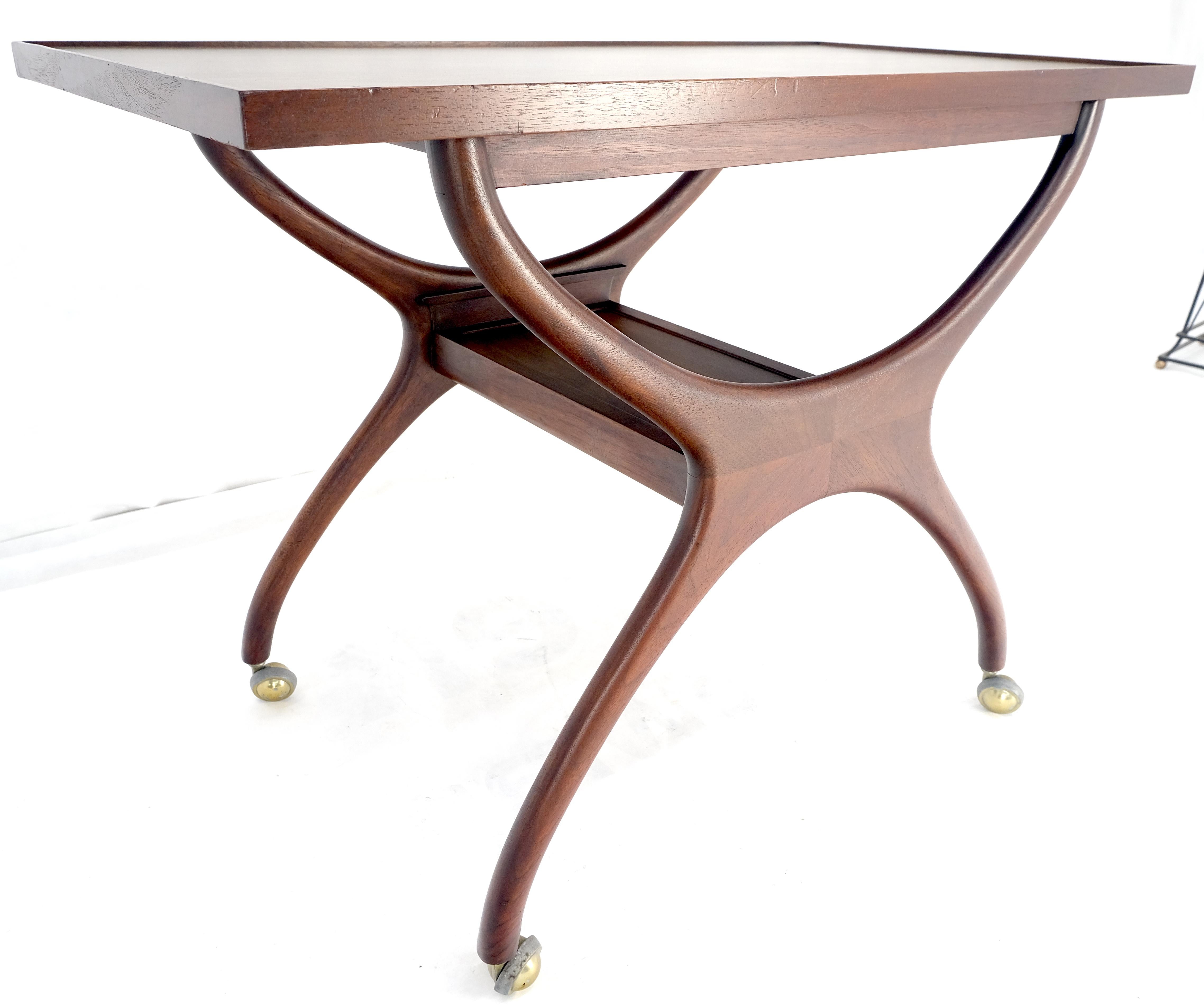 Rare Vladimir Kagan Solid Walnut Laminate Top Rolling Serving Tea Cart Bar MINT! For Sale 11