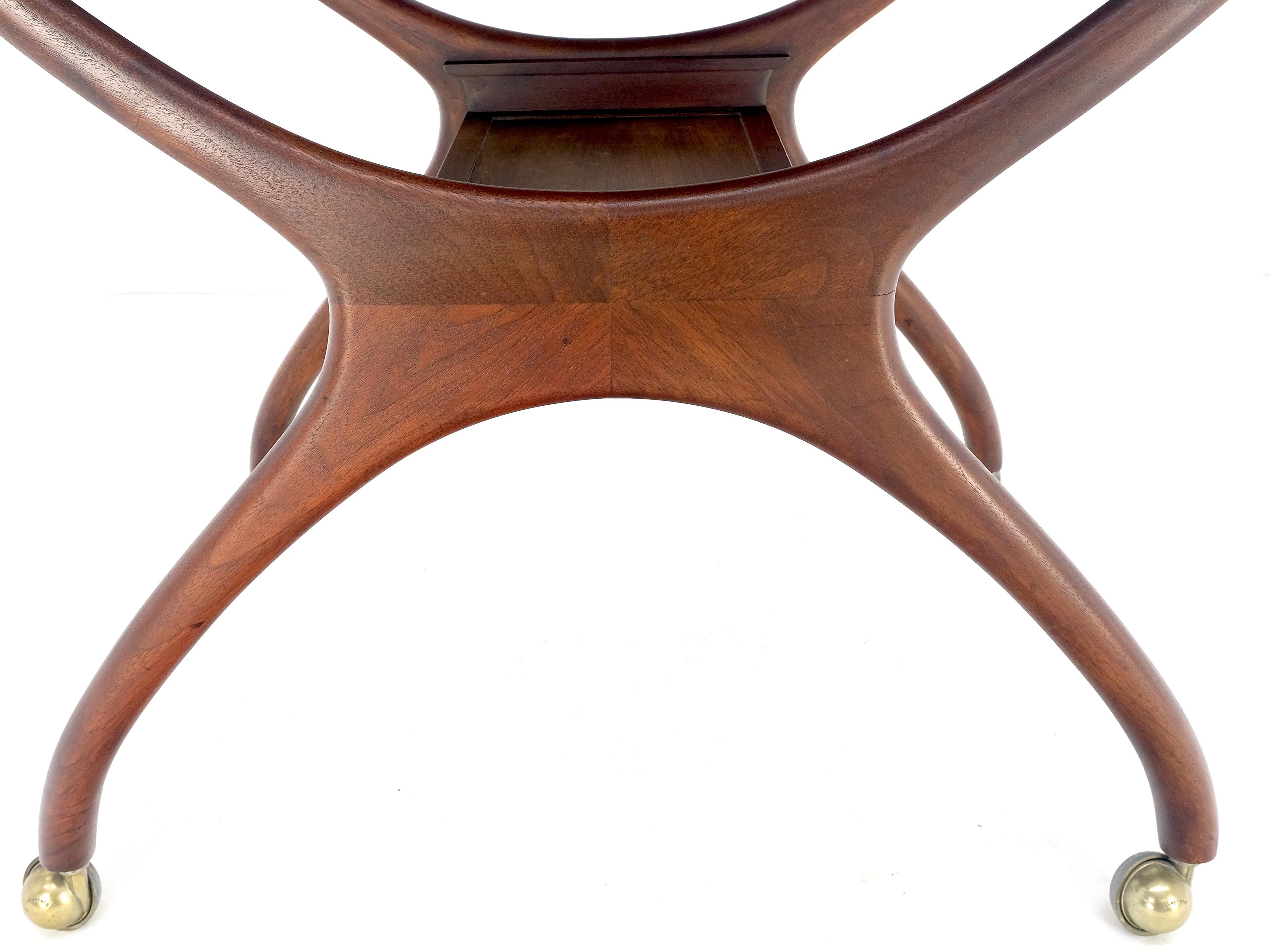 Rare Vladimir Kagan Solid Walnut Laminate Top Rolling Serving Tea Cart Bar MINT! For Sale 13