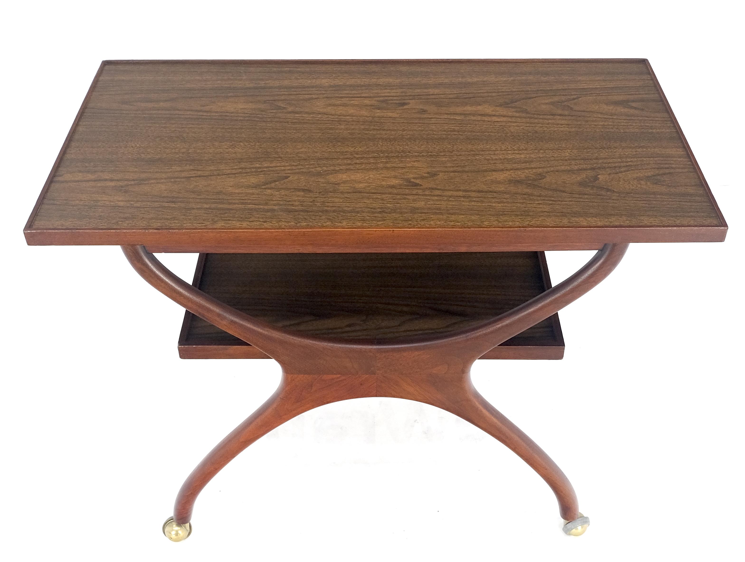Mid-Century Modern Rare Vladimir Kagan Solid Walnut Laminate Top Rolling Serving Tea Cart Bar MINT! For Sale