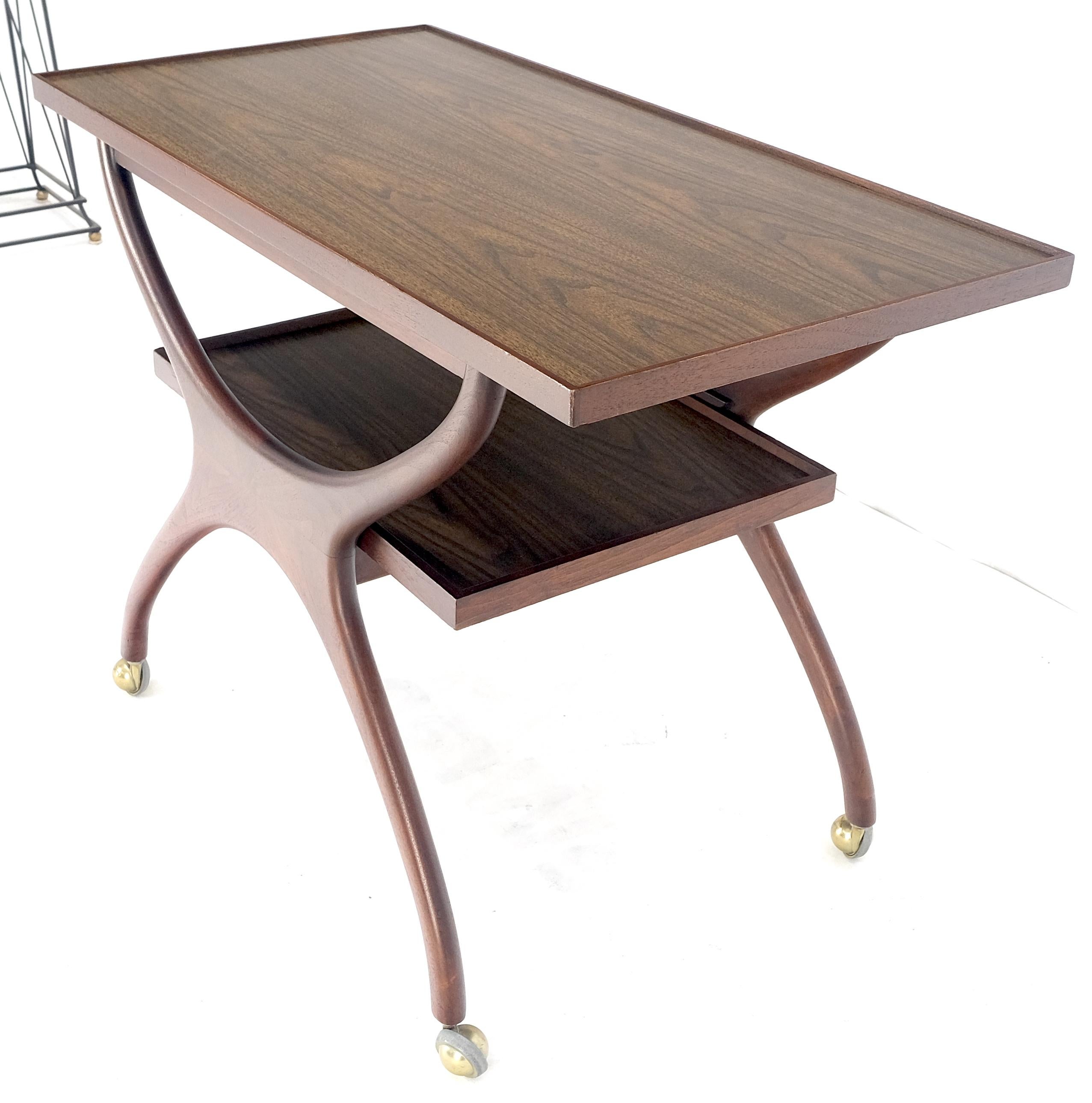 20th Century Rare Vladimir Kagan Solid Walnut Laminate Top Rolling Serving Tea Cart Bar MINT! For Sale