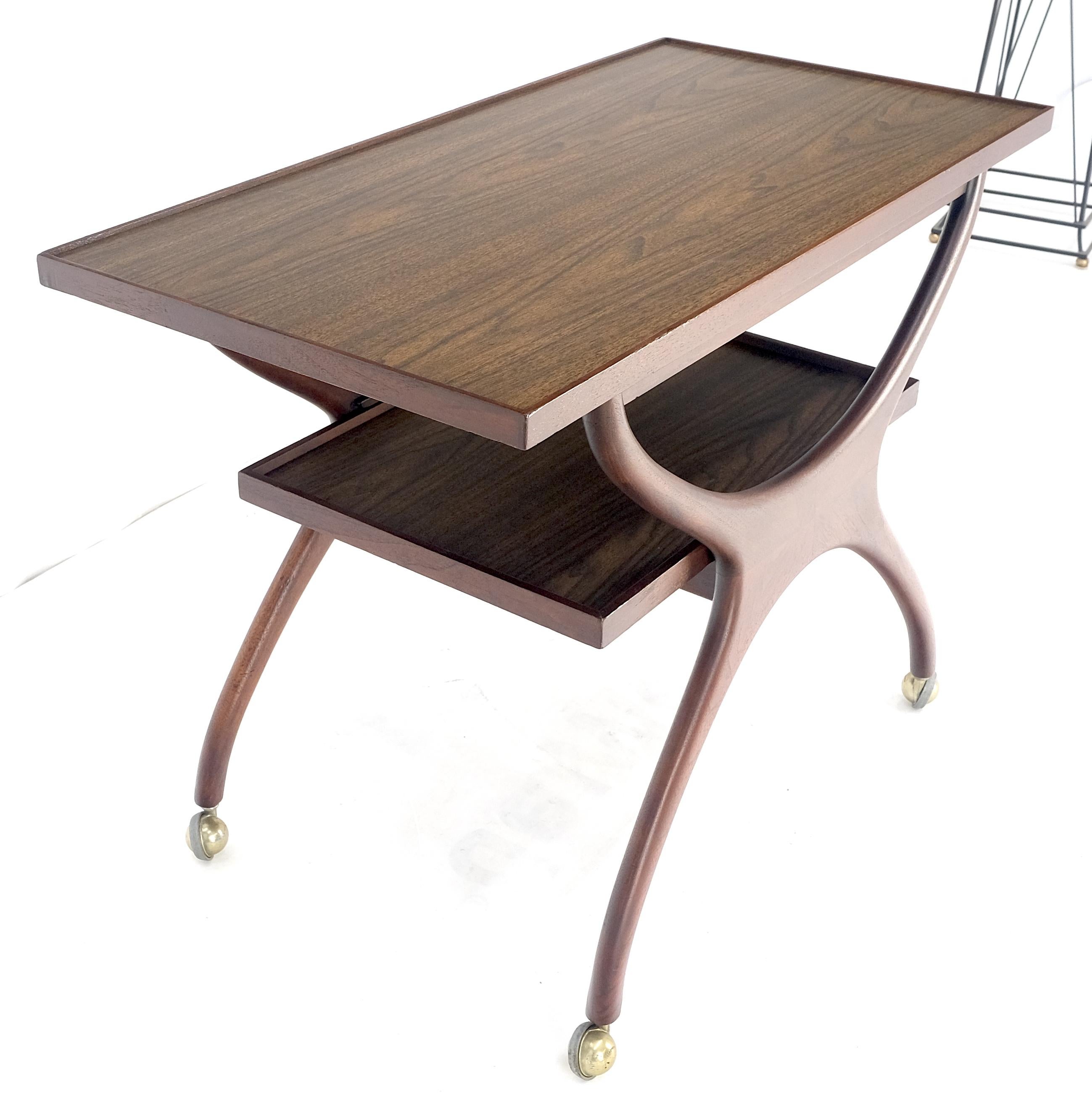 Rare Vladimir Kagan Solid Walnut Laminate Top Rolling Serving Tea Cart Bar MINT! For Sale 1