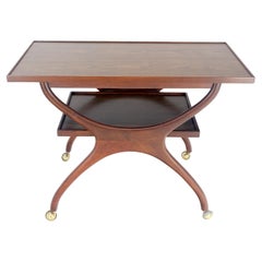 Rare Vladimir Kagan Solid Walnut Laminate Top Rolling Serving Tea Cart Bar MINT!