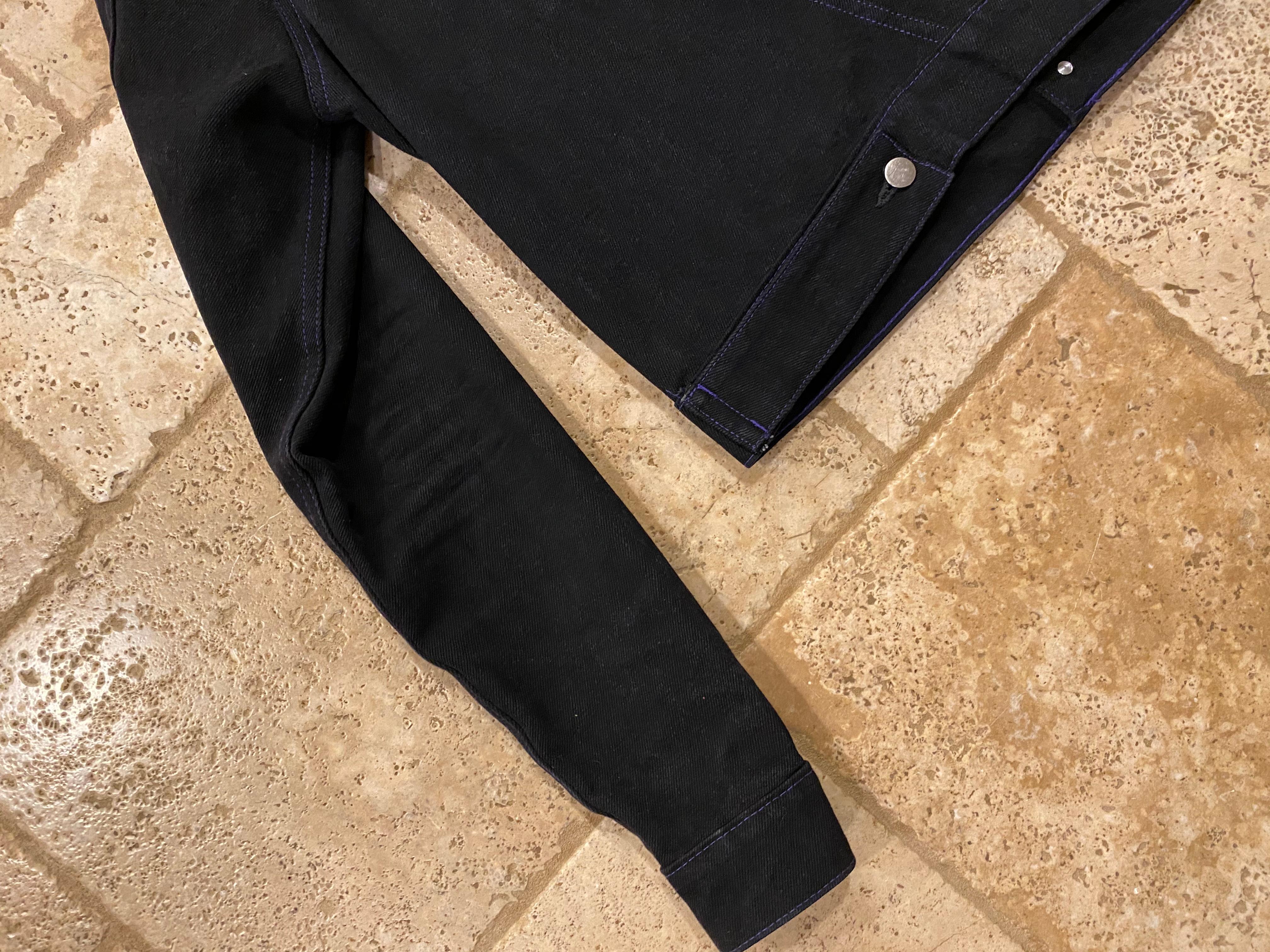 RARE Vlone Friends Black / Purple Denim Jacket size Large For Sale 1