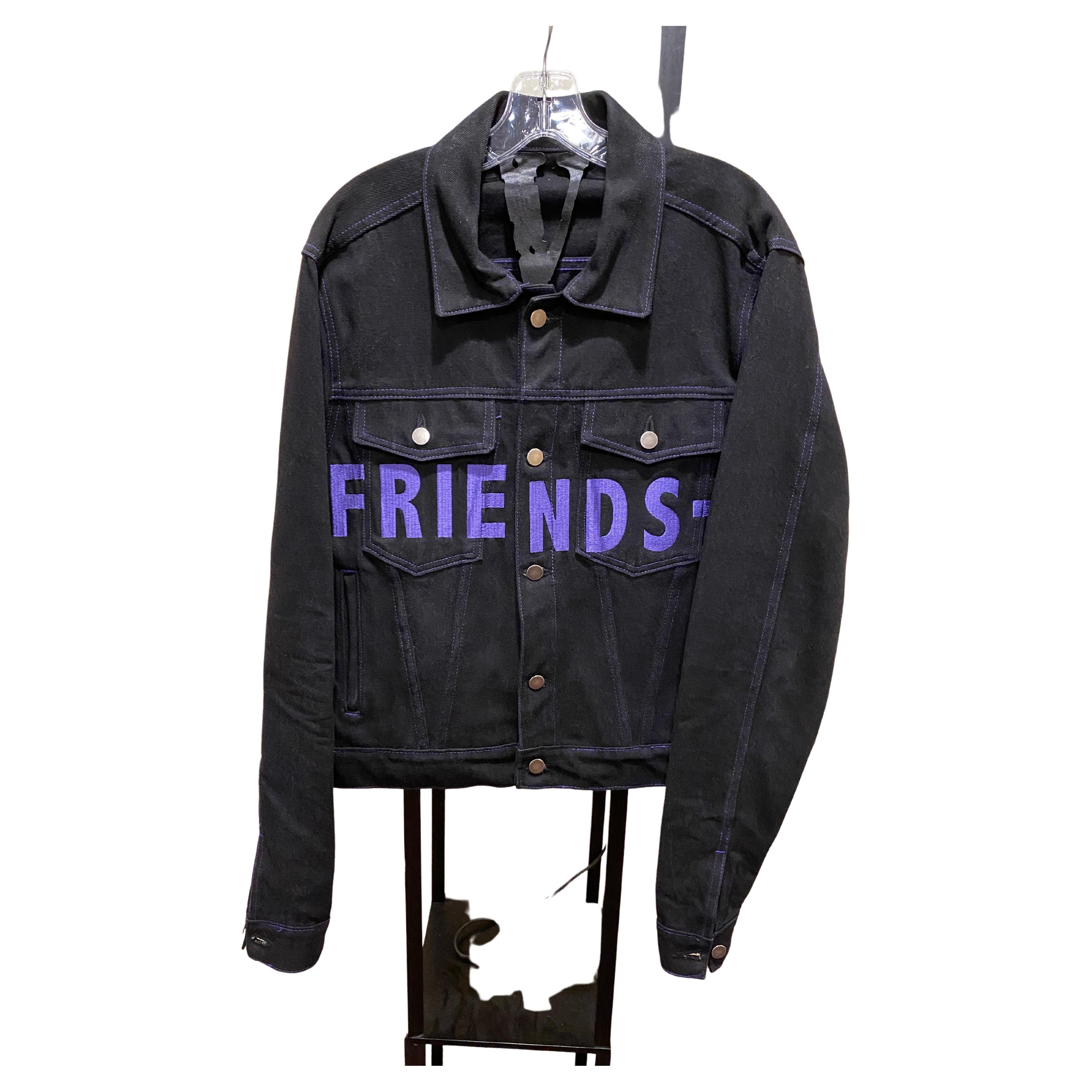 RARE Vlone Friends Black / Purple Denim Jacket size Large For Sale