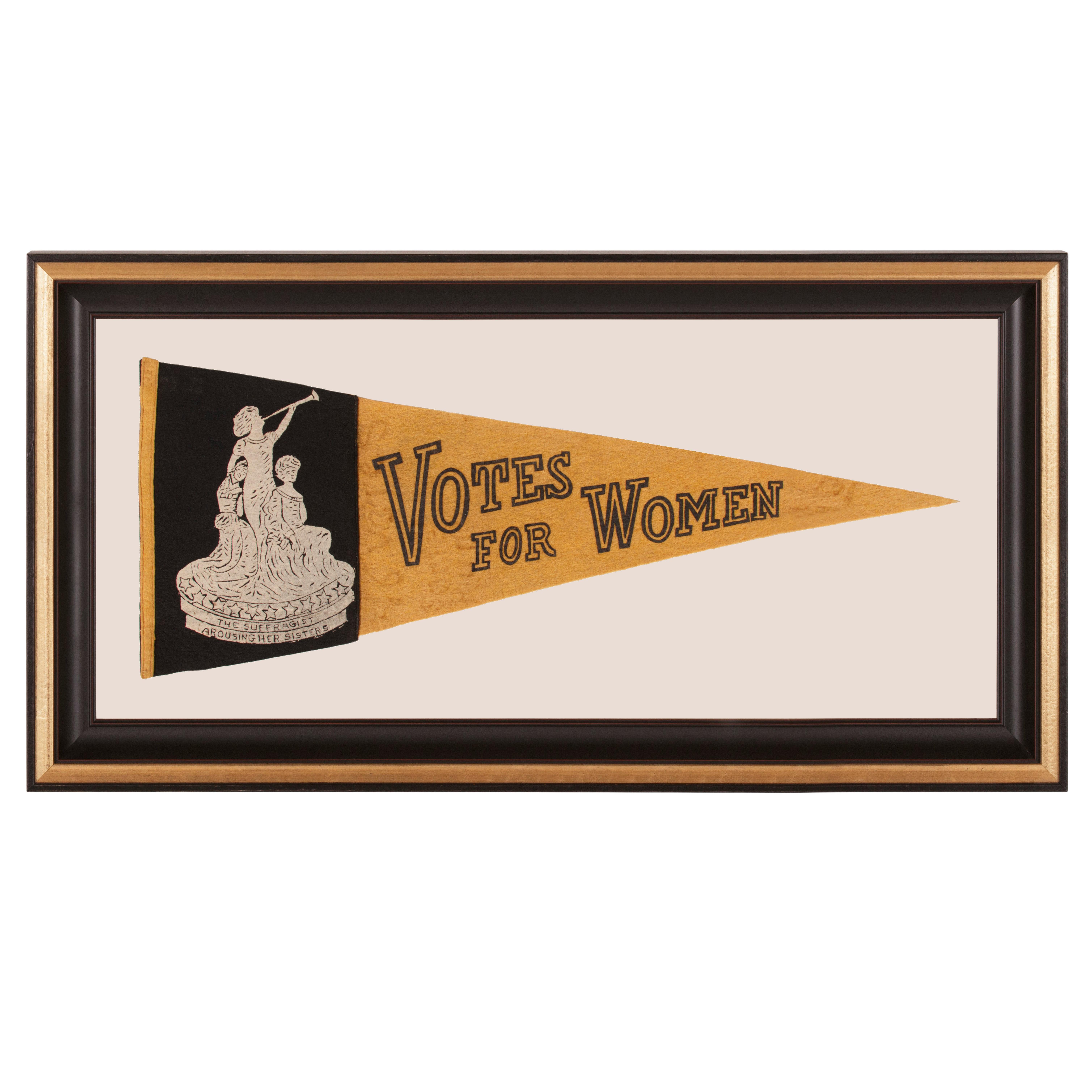 Rare "Votes For Women" Pennant with and Image of a 1911 Statuette  "Suffragist"
