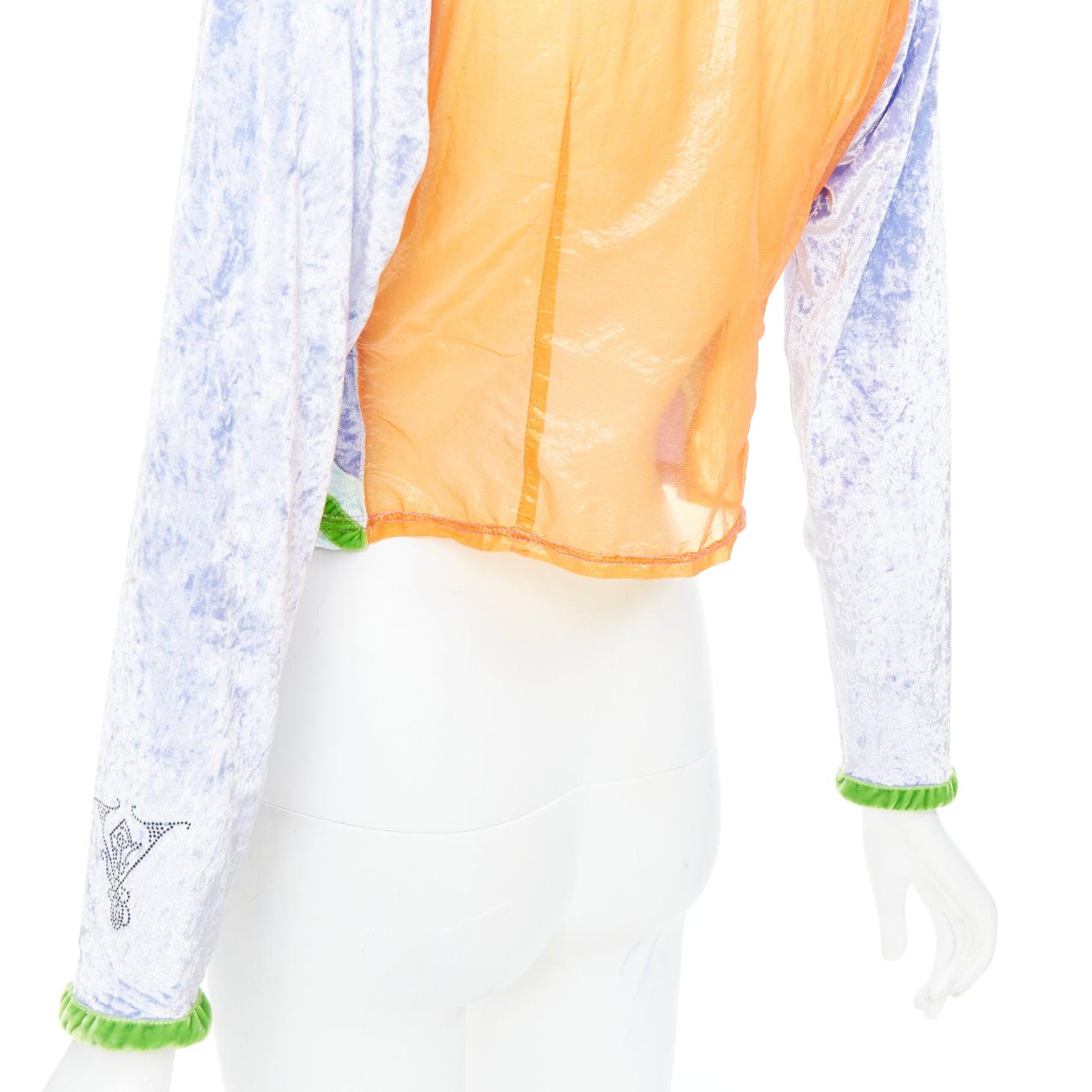 rare VOYAGE INVEST IN THE ORIGINAL green purple union jack cropped cardigan M For Sale 2