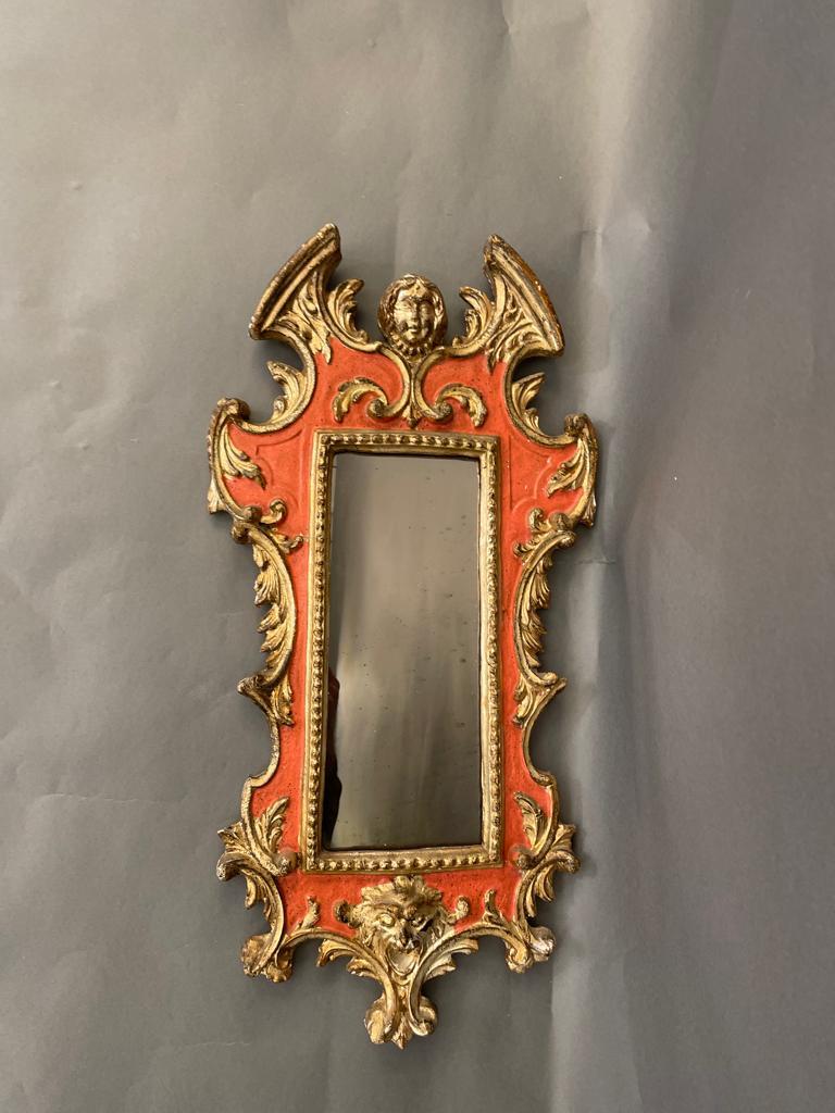 Rare Wall Carved Wood Mirror, Italy 1930s For Sale 3