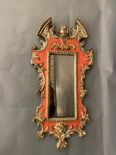 Rare Wall Carved Wood Mirror, Italy 1930s