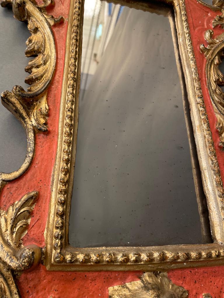 Rare Wall Carved Wood Mirror, Italy 1930s For Sale 2