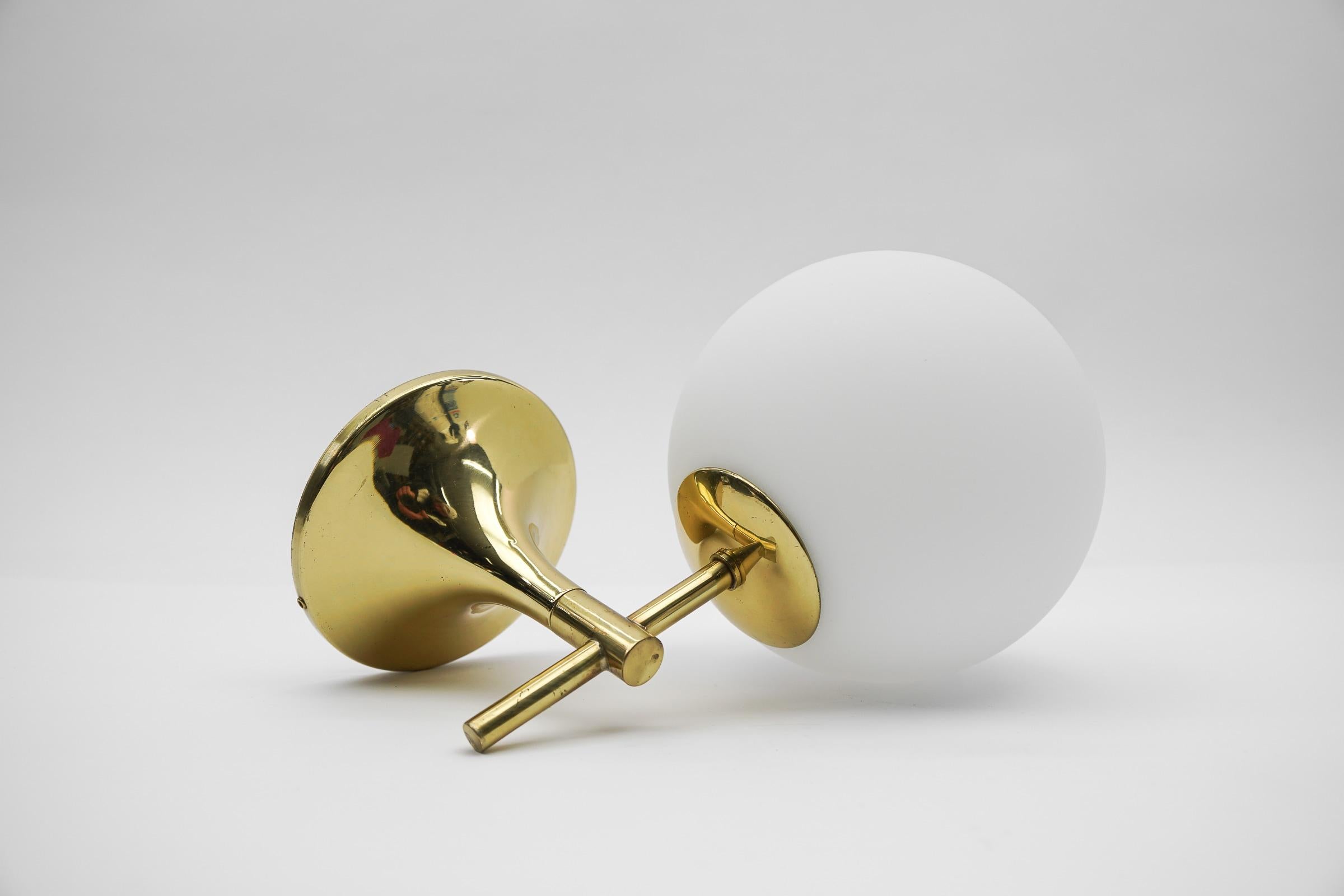 Swiss Rare Wall Light in Gold by Max Bill for Temde, Switzerland, 1960s For Sale