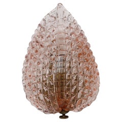Rare Wall light Pink Jewel Murano Glass Leave by Barovier e Toso, 1950s