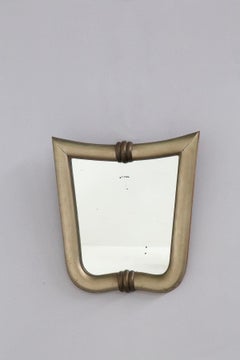 Rare Wall Mirror attribuited Gio Ponti in Silver Leaf and Brass