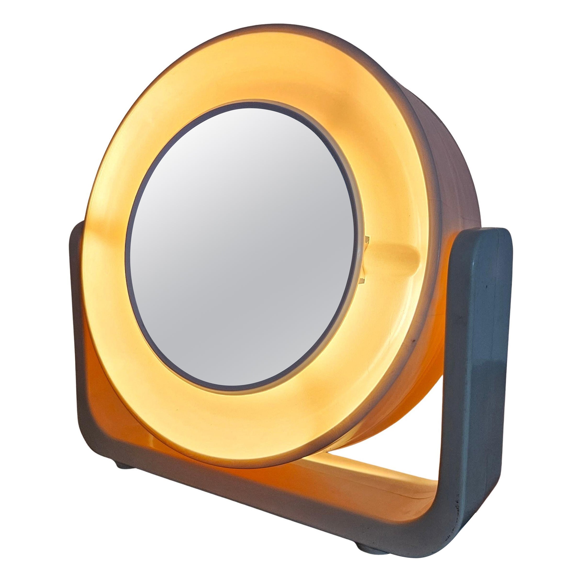 Rare miroir mural ou de table rétro-éclairé Midcentury, ALLSTAR, Allemagne, années 1970