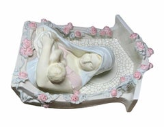 Rare Wall Religious Porcelain Niche of Virgin Mary Bust and Baby Jesus